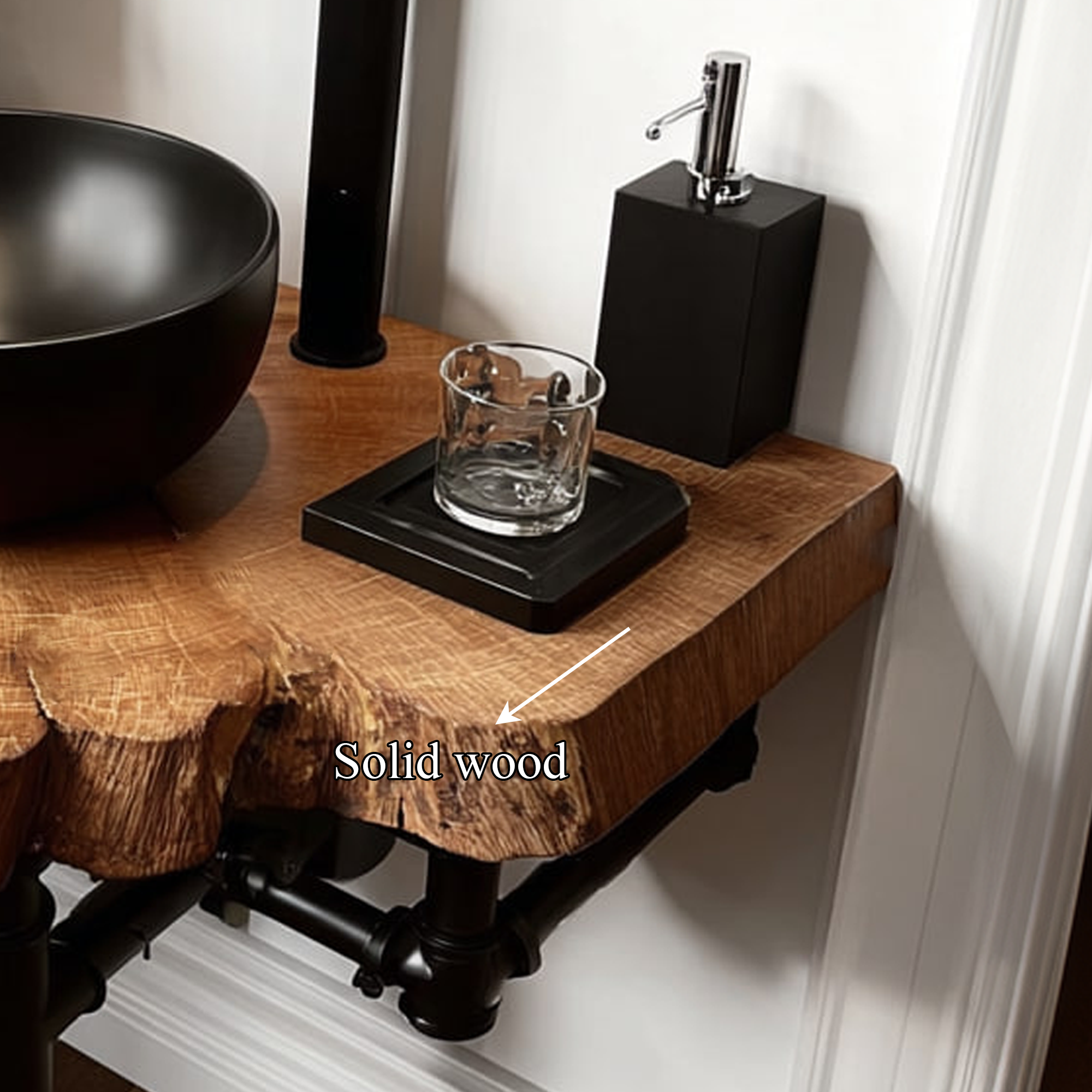 Midcentury Floating Shelf Narrow Powder Room SINLKIBRV150