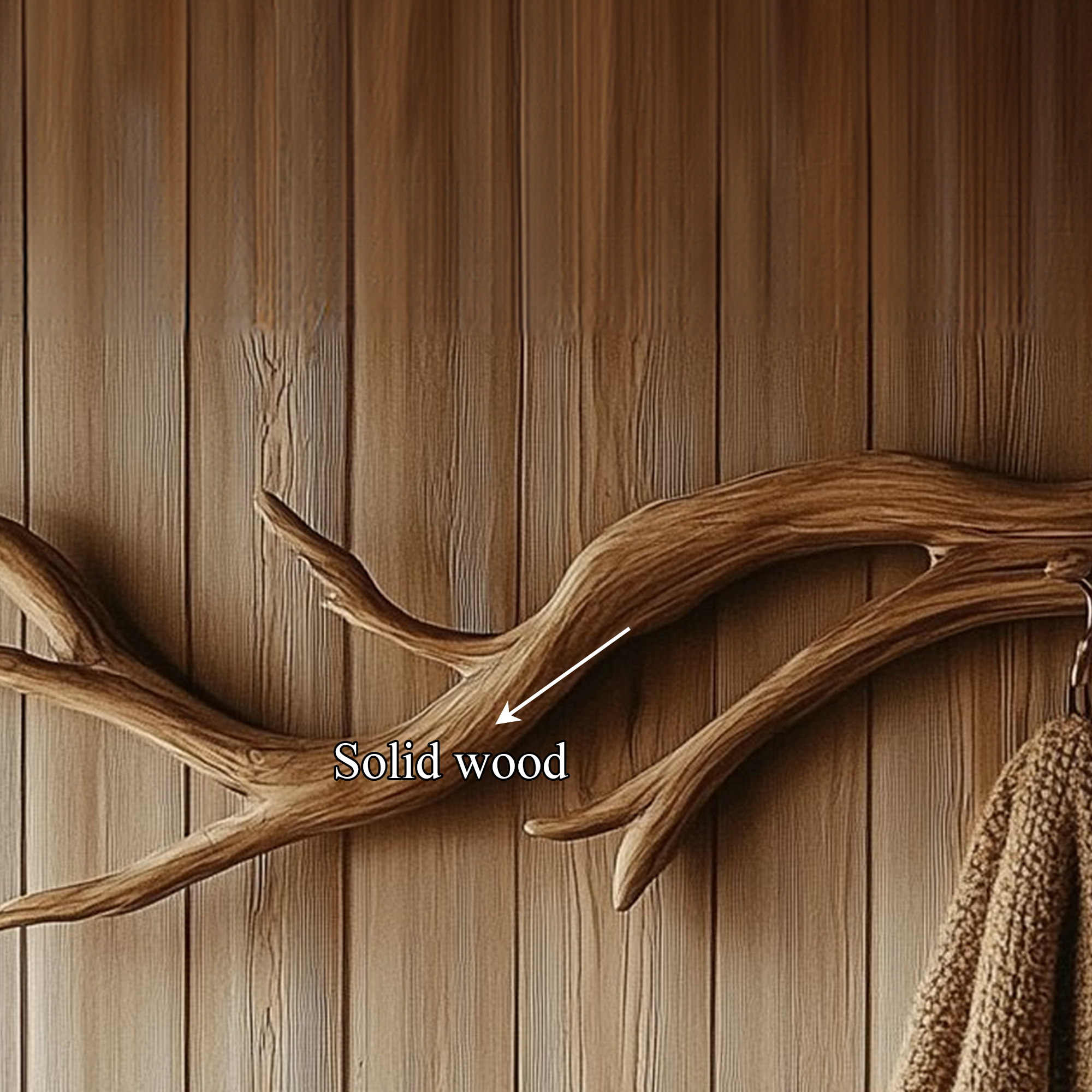 Organic Branch Wall Hook Solid Wood Rustic Entryway Accent SINLKITCR069