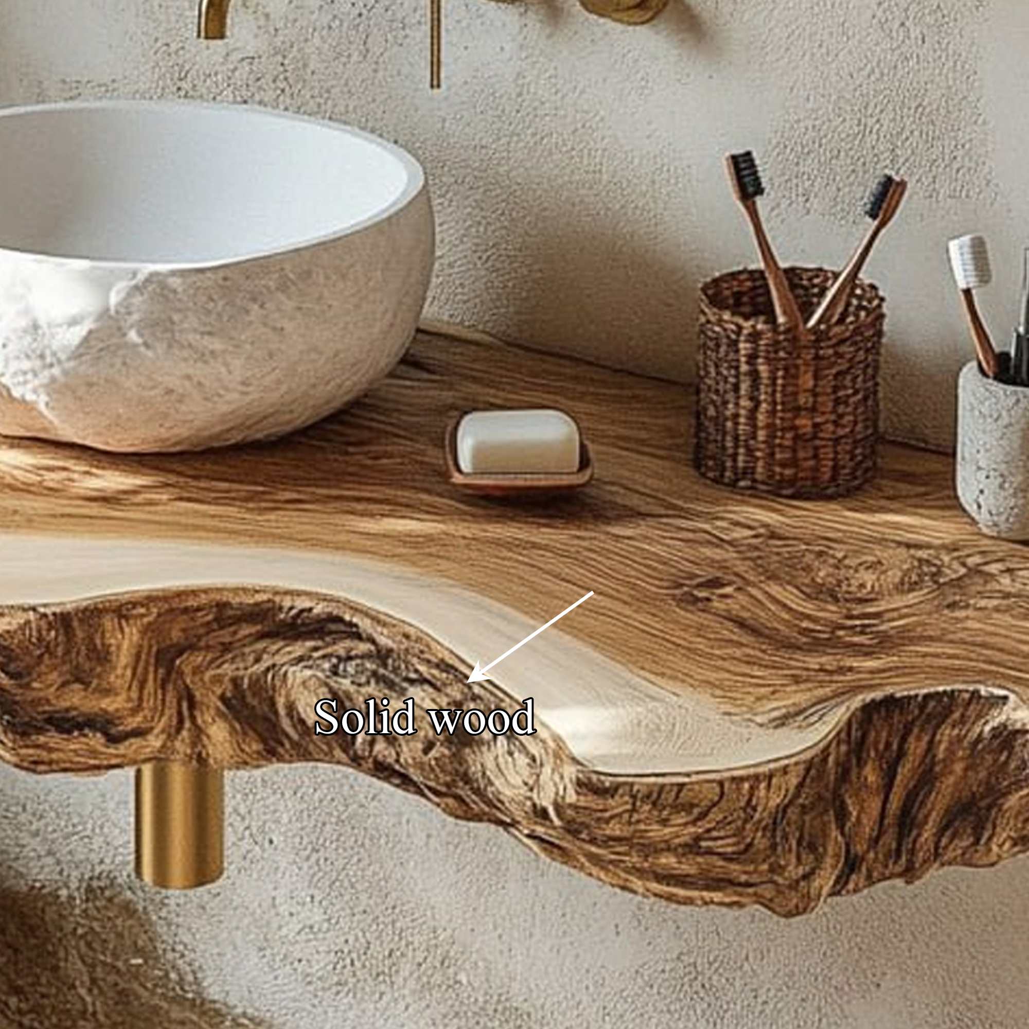 Midcentury Stone Basin Vanity Bathroom SINLBRV109
