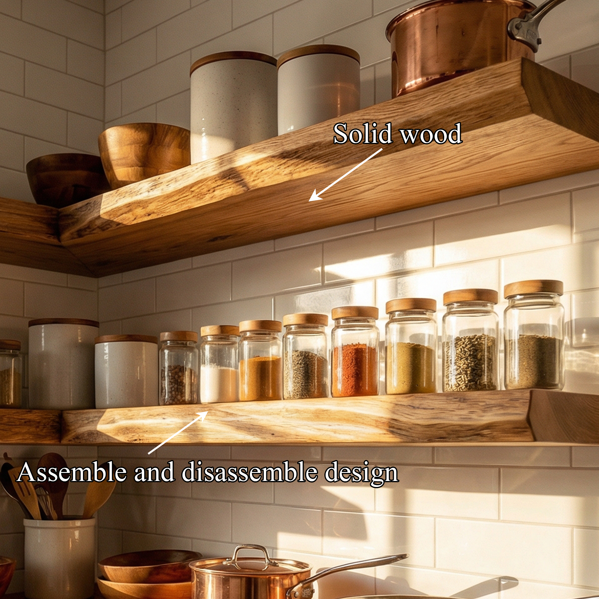 Modern Wooden Kitchen Storage Shelves Interior Decor SINLKIFL472