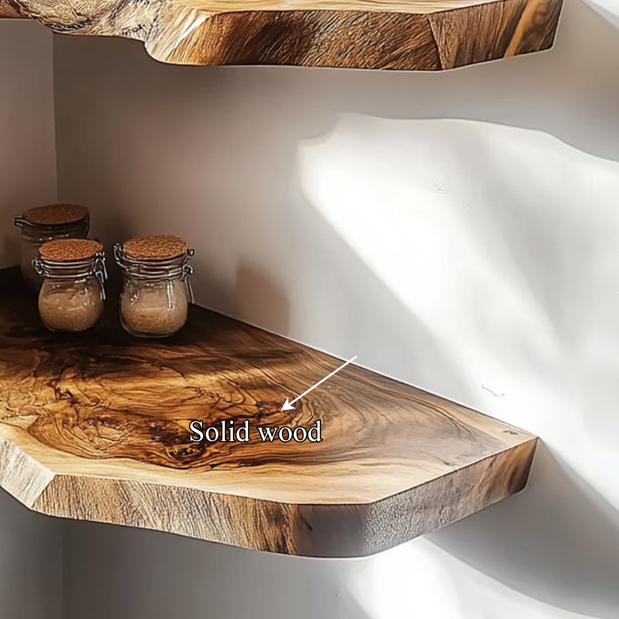 Rustic Corner Shelf Live Edge Floating Design Kitchen Or Bedroom SINLKIFL218