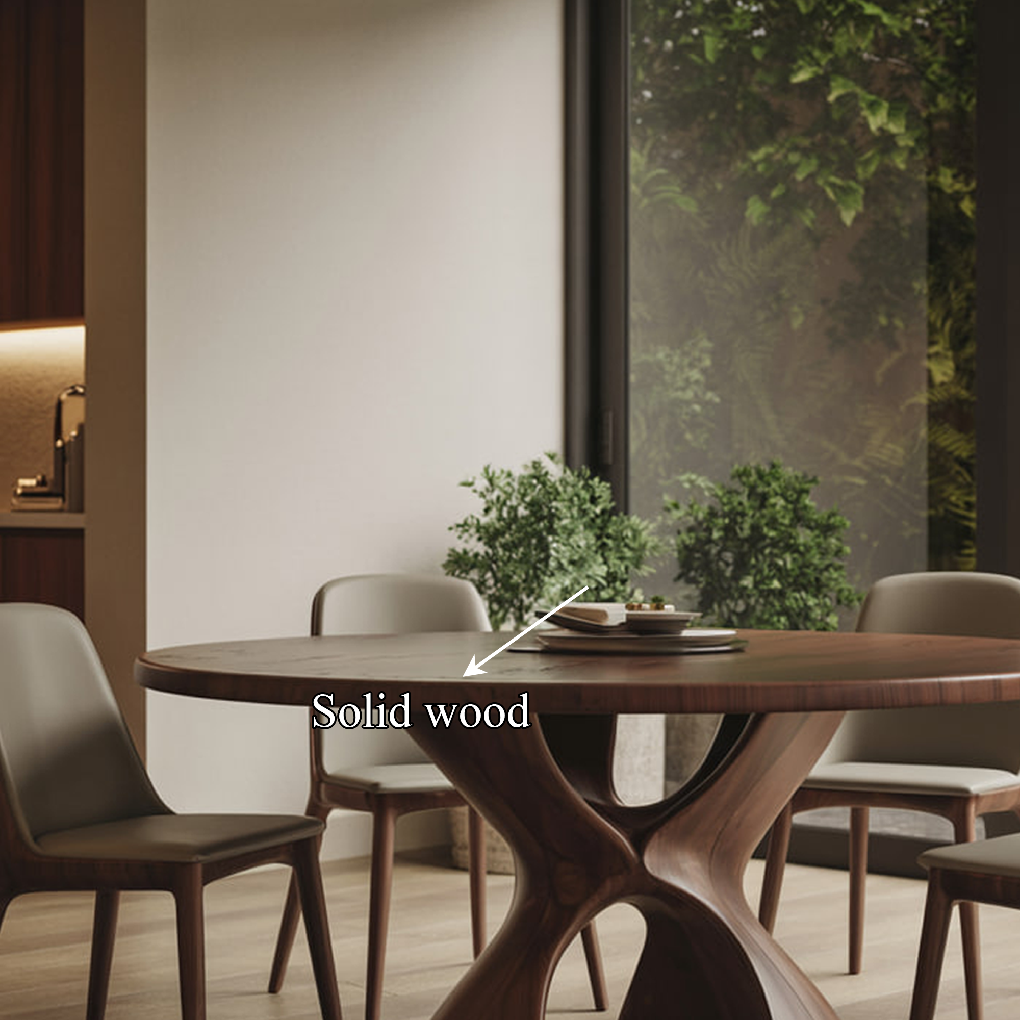 Modern Rustic Dining Table Sculptural Base Kitchen SINLKIDT128