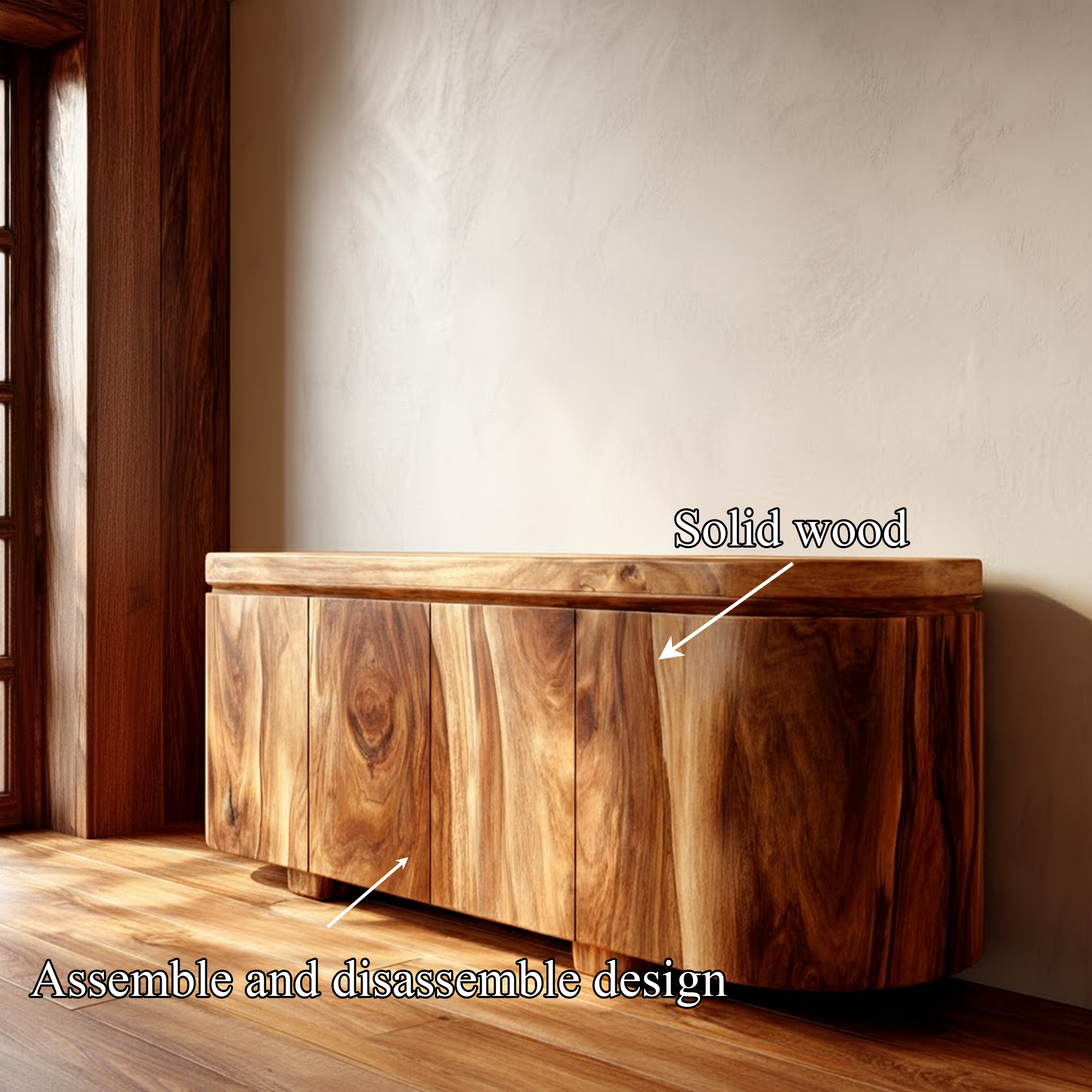 Rustic Wooden Cabinet Living Room Furniture Accent SINLKISC309