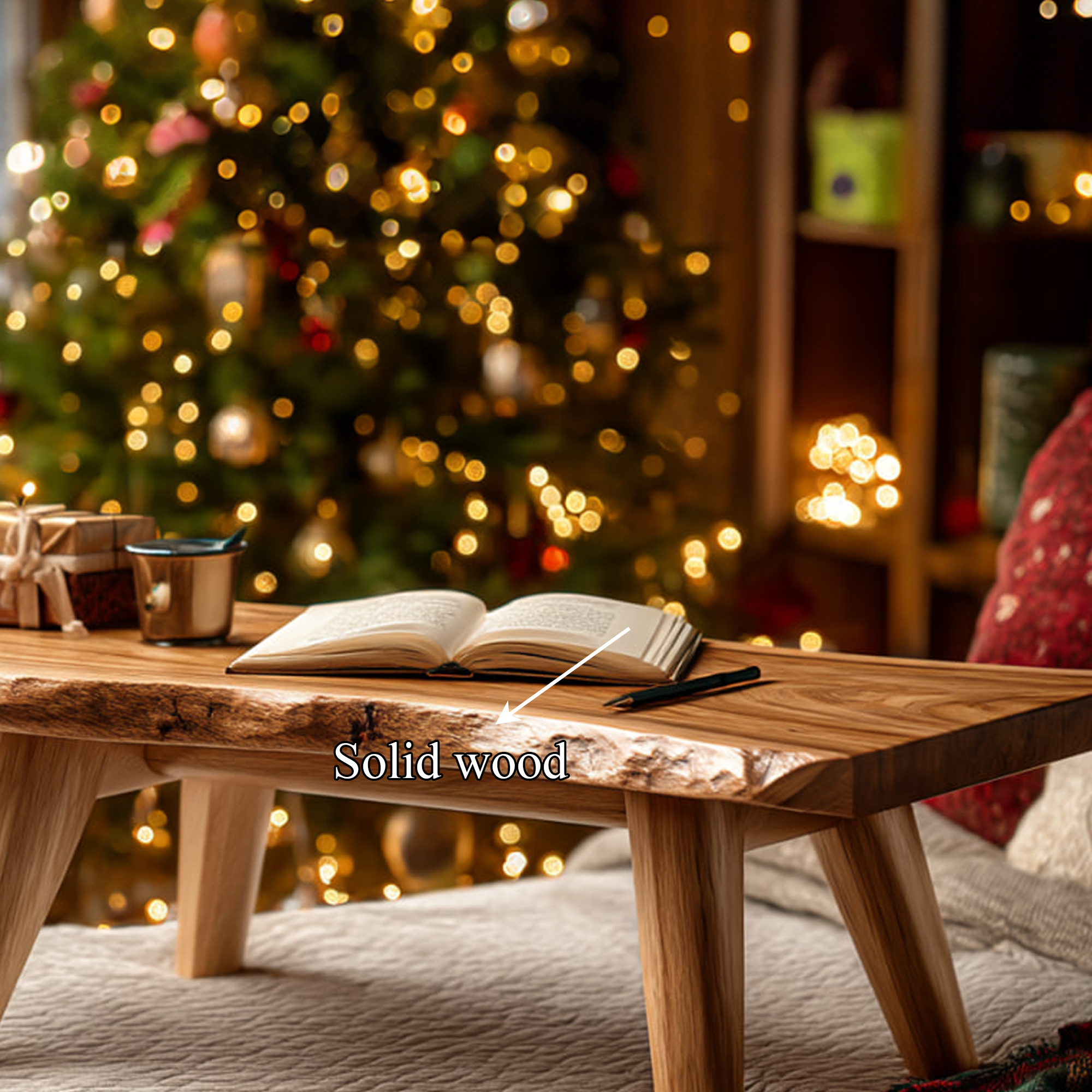 Rustic Live Edge Bed Table Christmas Holiday Bedroom Decor SINLKIDK062