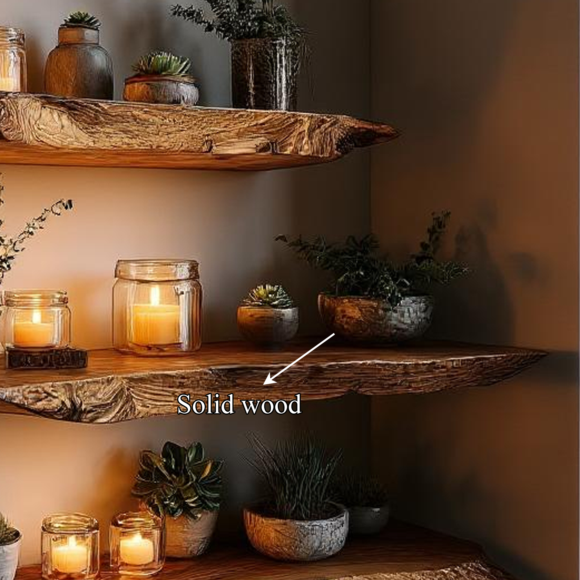 Rustic Live Edge Floating Shelf Living Room SINLKIFL180