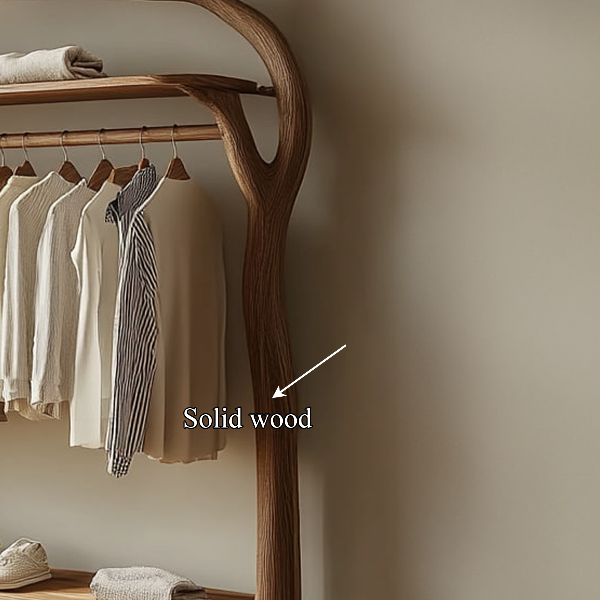 Rustic Tree Wardrobe Rack Solid Wood Bedroom Organizer SINLKITCR056