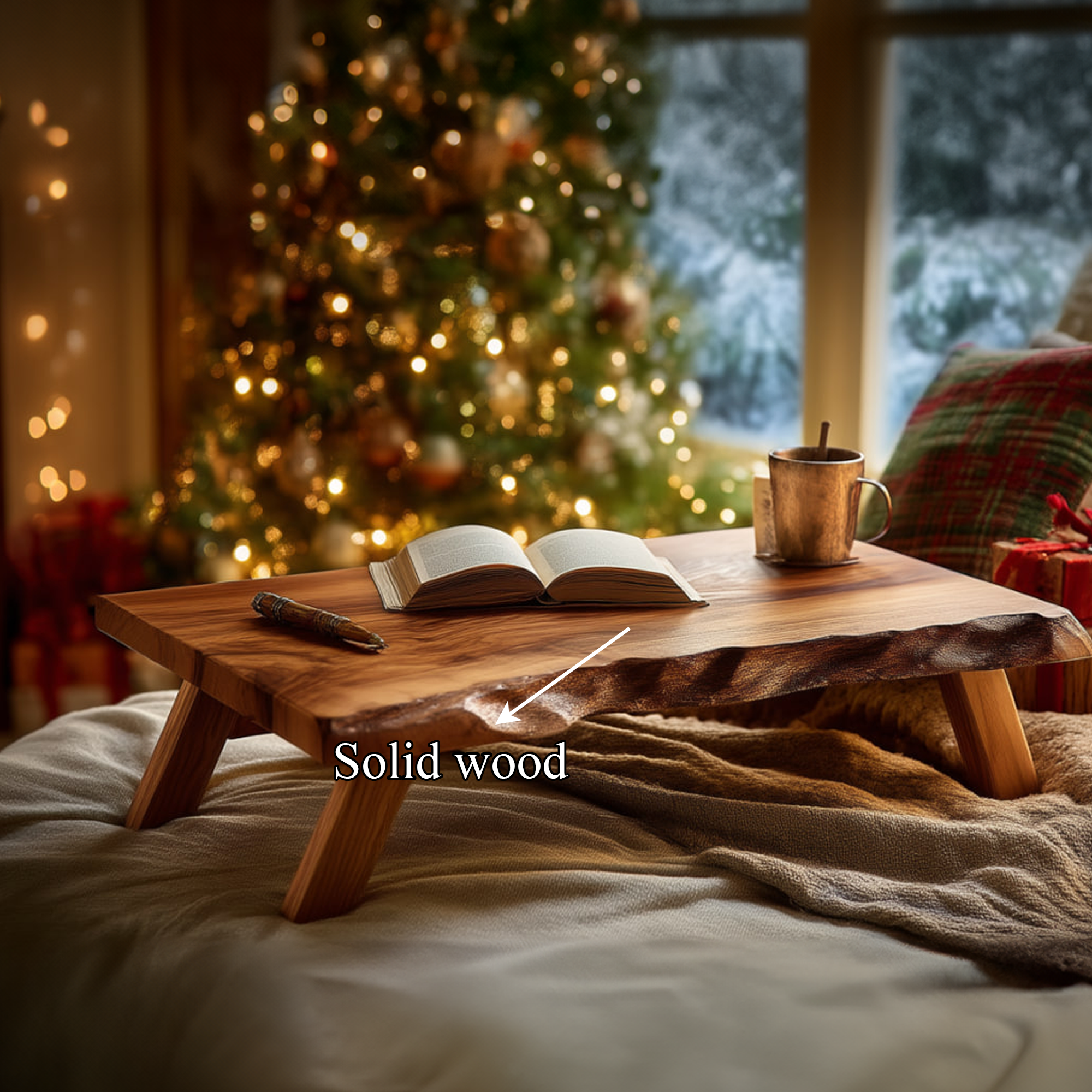 Rustic Rustic Bed Table Christmas Holiday Natural Home Decor SINLKIDK066