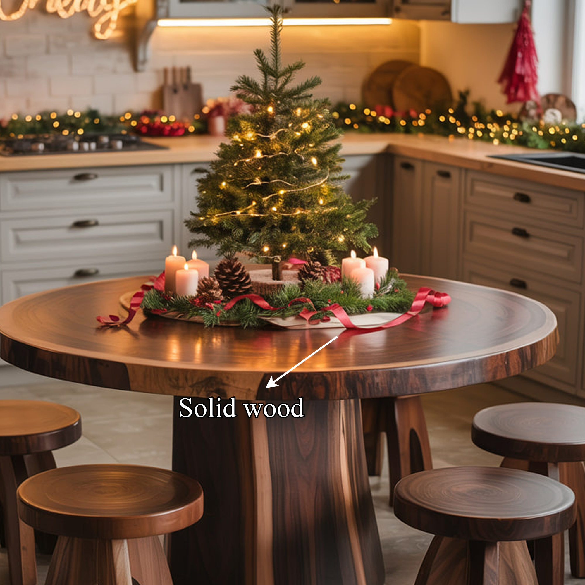 Rustic Live Edge Round Dining Table Kitchen SINLSDTR135