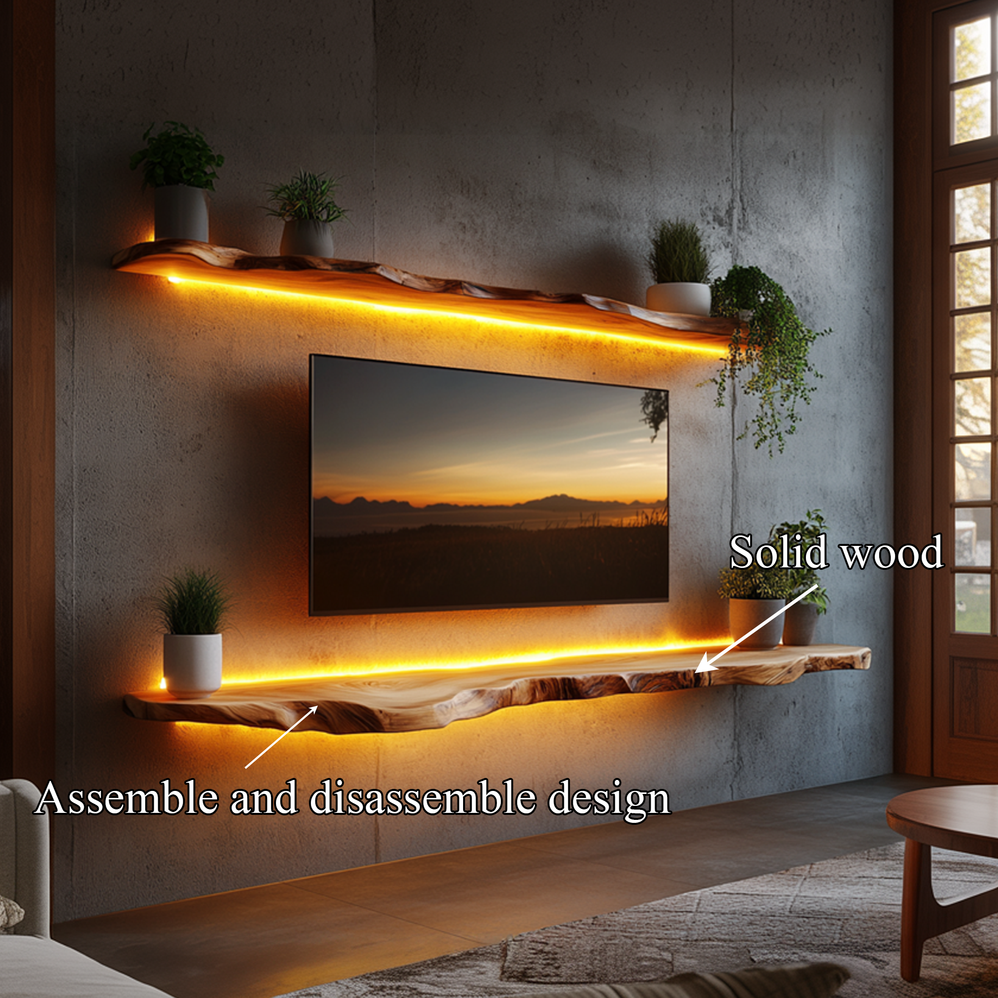 Live Edge Solid Wood TV Console For Living Room SINLKIFL398