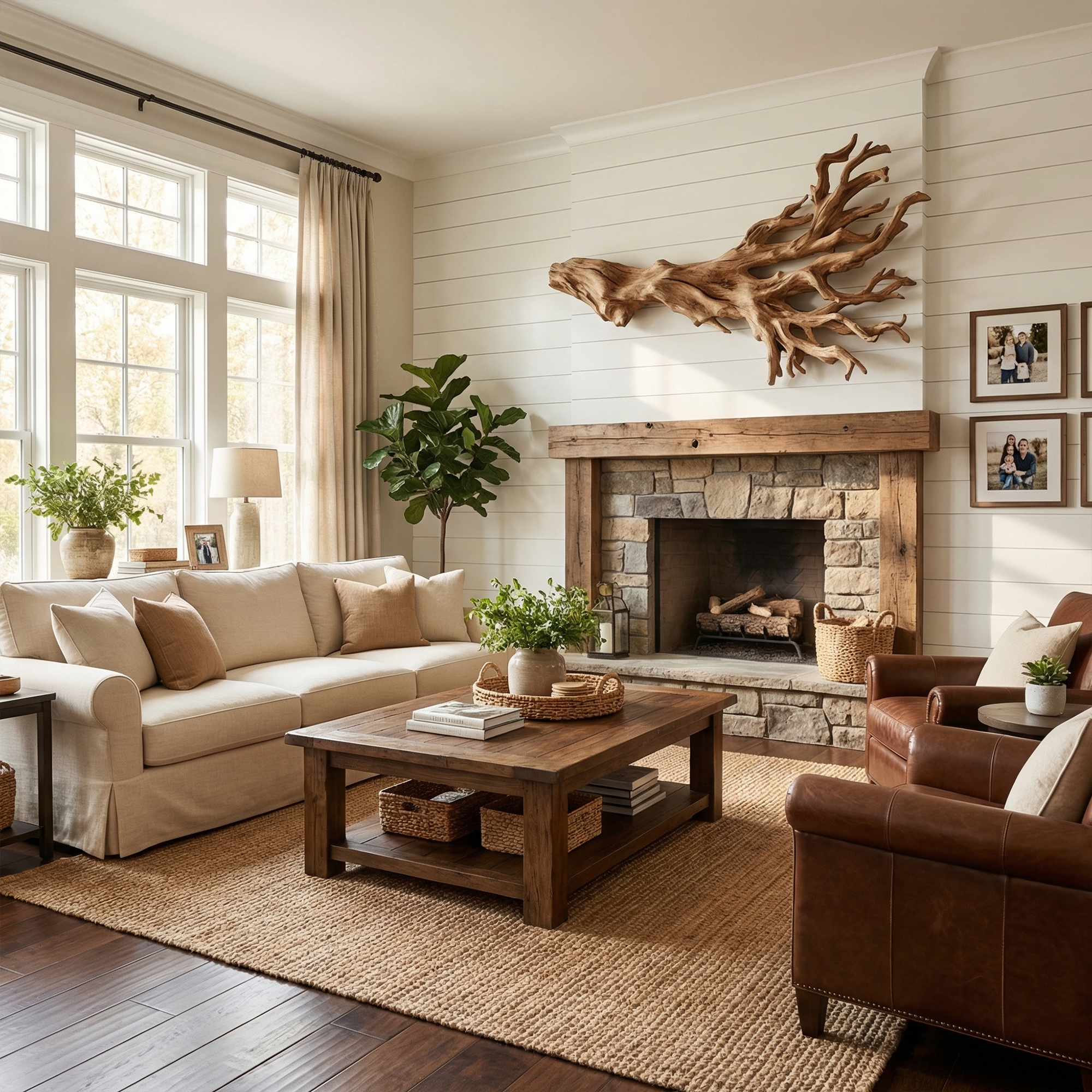 Rustic Driftwood Branch Wall Sculpture Living Room SINLKIWD053