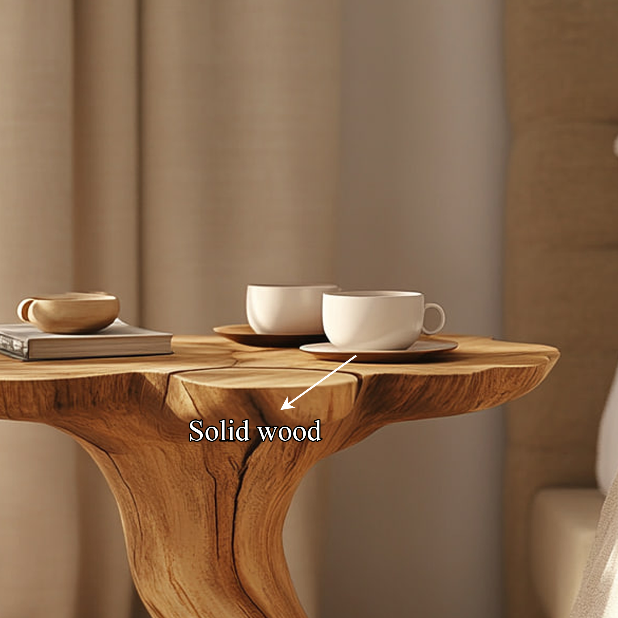 Rustic Sculptural Nightstand End Table Living Room SINLKIBT170