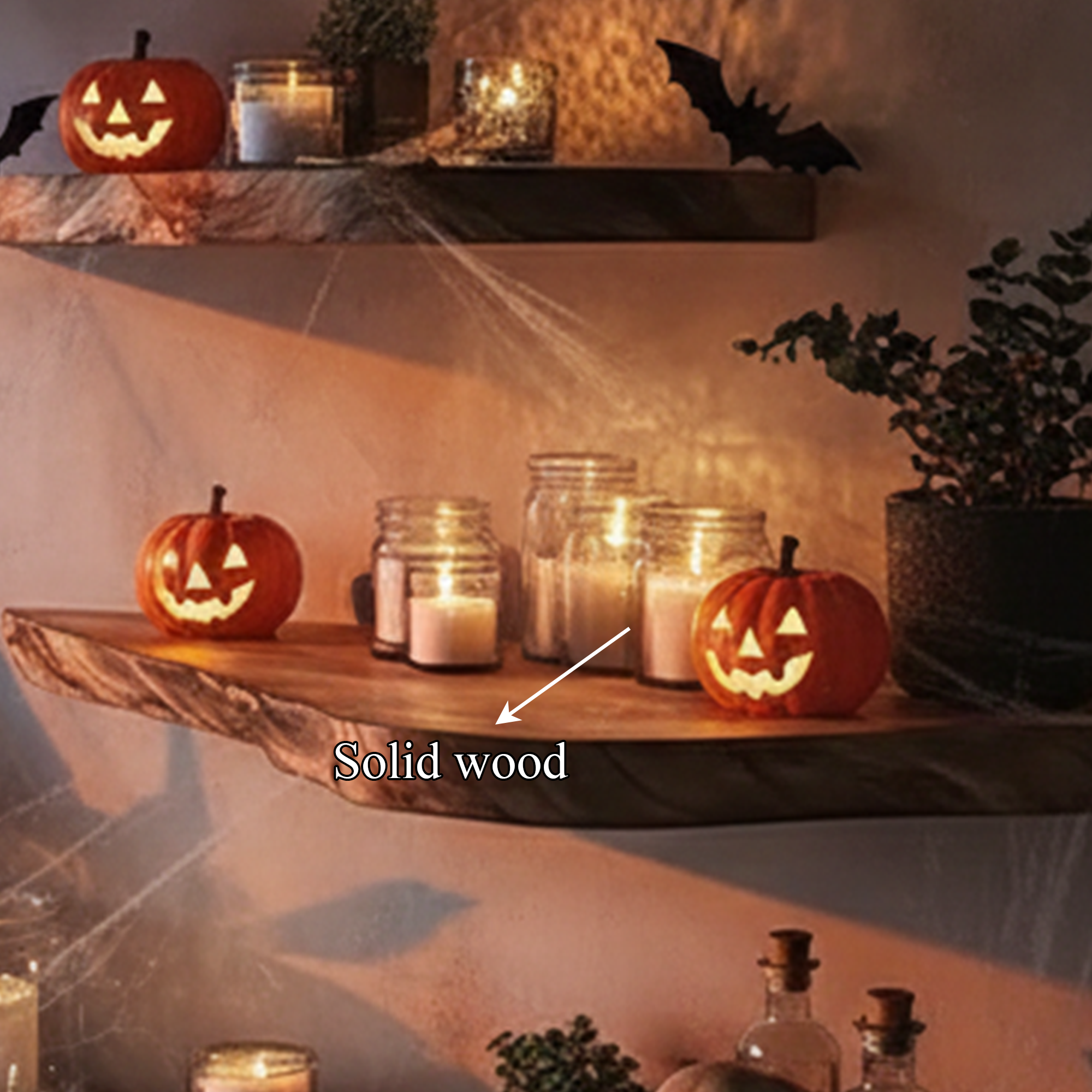 Rustic Handmade Halloween Floating Shelf Living Room Wall Decor SINLKIHW033