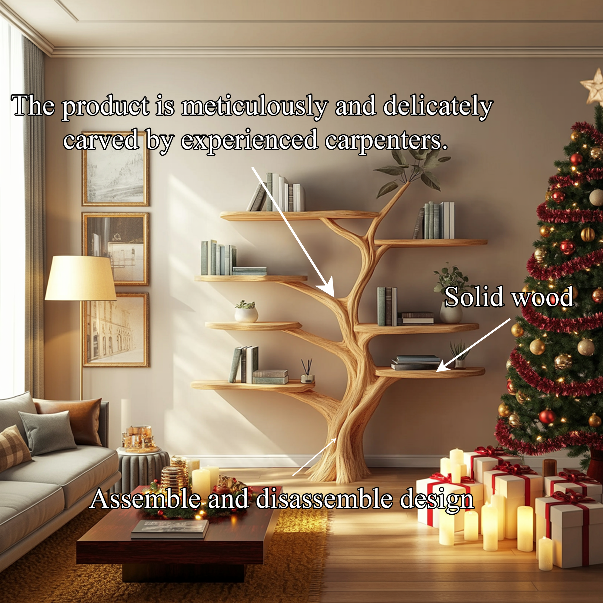 Rustic Christmas Tree Wall Shelf Display Entryway SINLKITB579