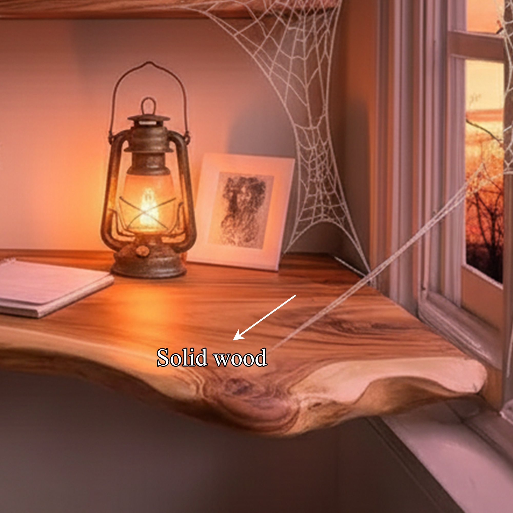 Rustic Floating Desk Bookshelf Home Office SINLKIHW031