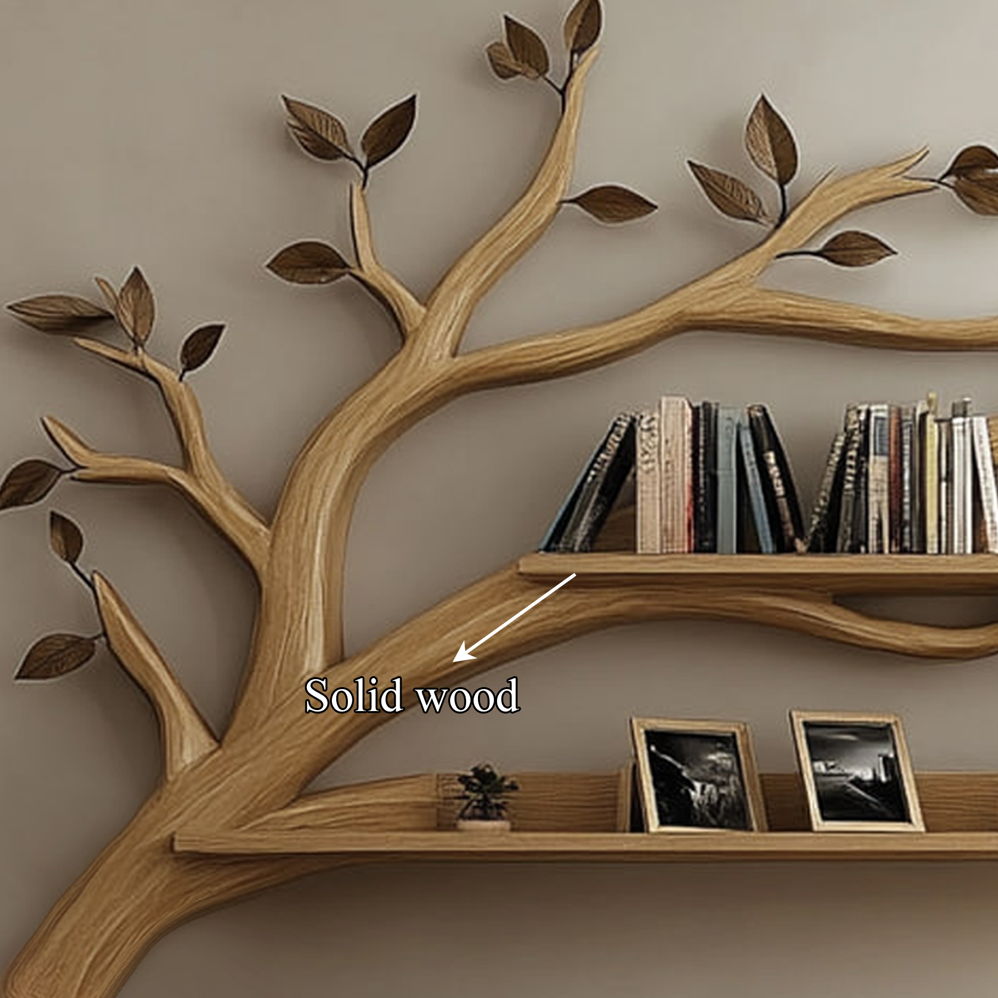Rustic Tree Wall Display Shelf Modern Cozy Bedroom SINLKITBS065