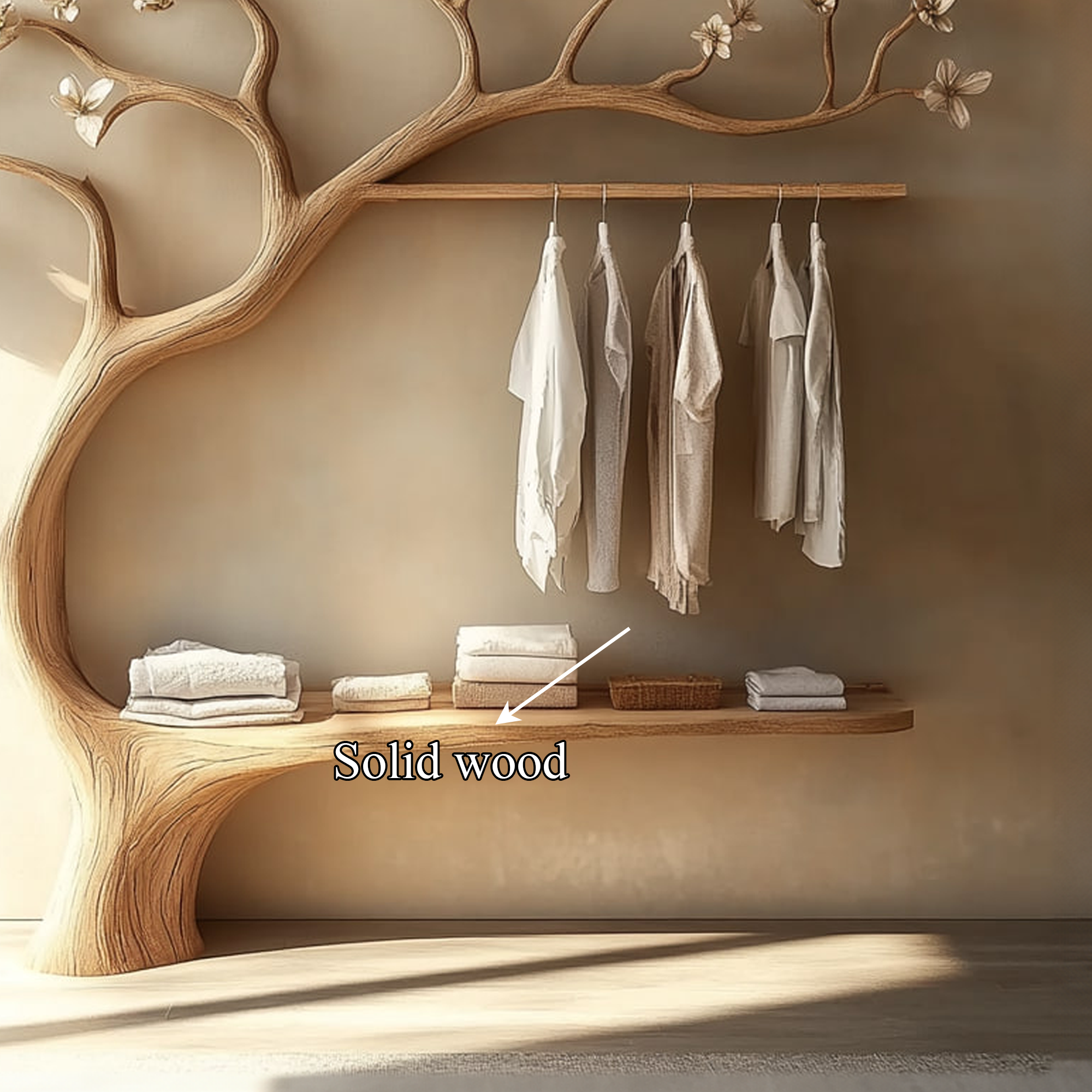 Rustic Tree Wardrobe Handcrafted Solid Wood Natural Bedroom Decor SINLKITCR063