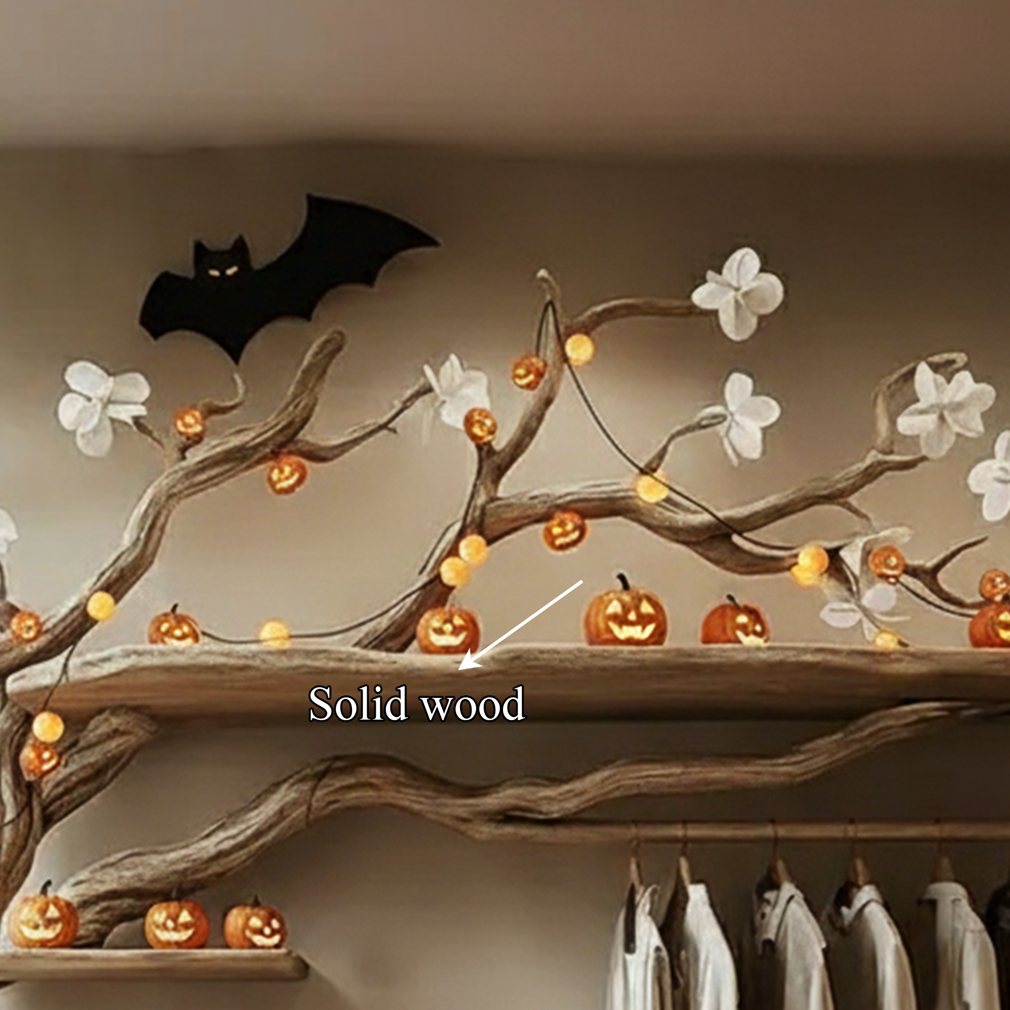 Mid Century Wooden Halloween Tree Clothes Organizer Shelf Home Decor SINLKIHW049