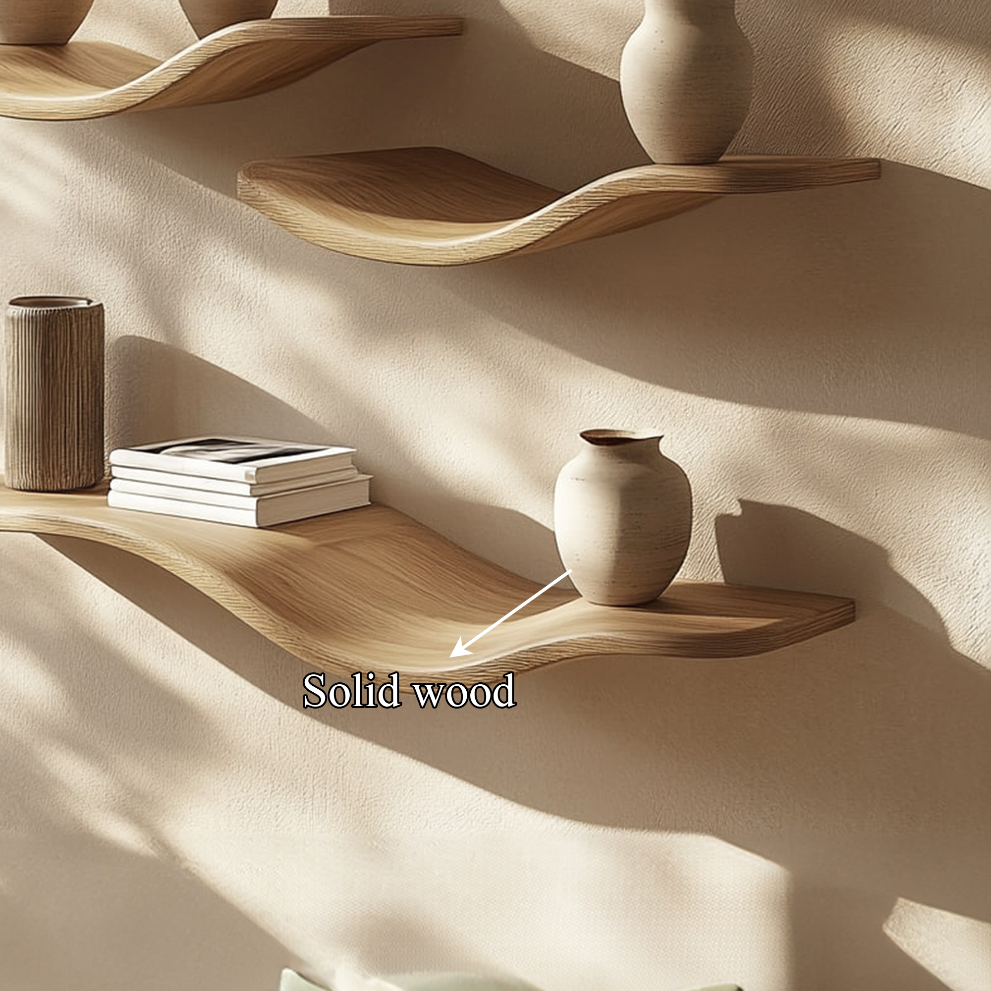 Rustic Wavy Floating Shelves Modern Living Room Wall Decor SINLKIFL275