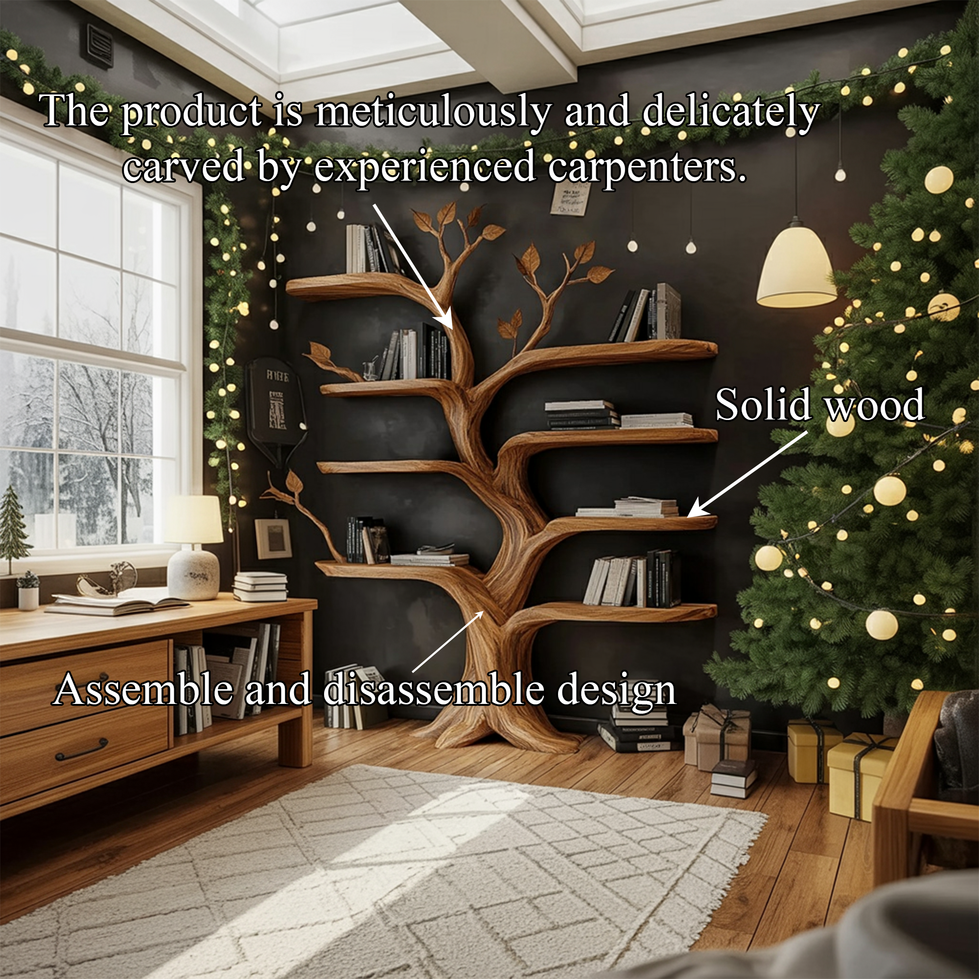 Rustic Christmas Tree Display Shelf Living Entryway Decor SINLKITB594