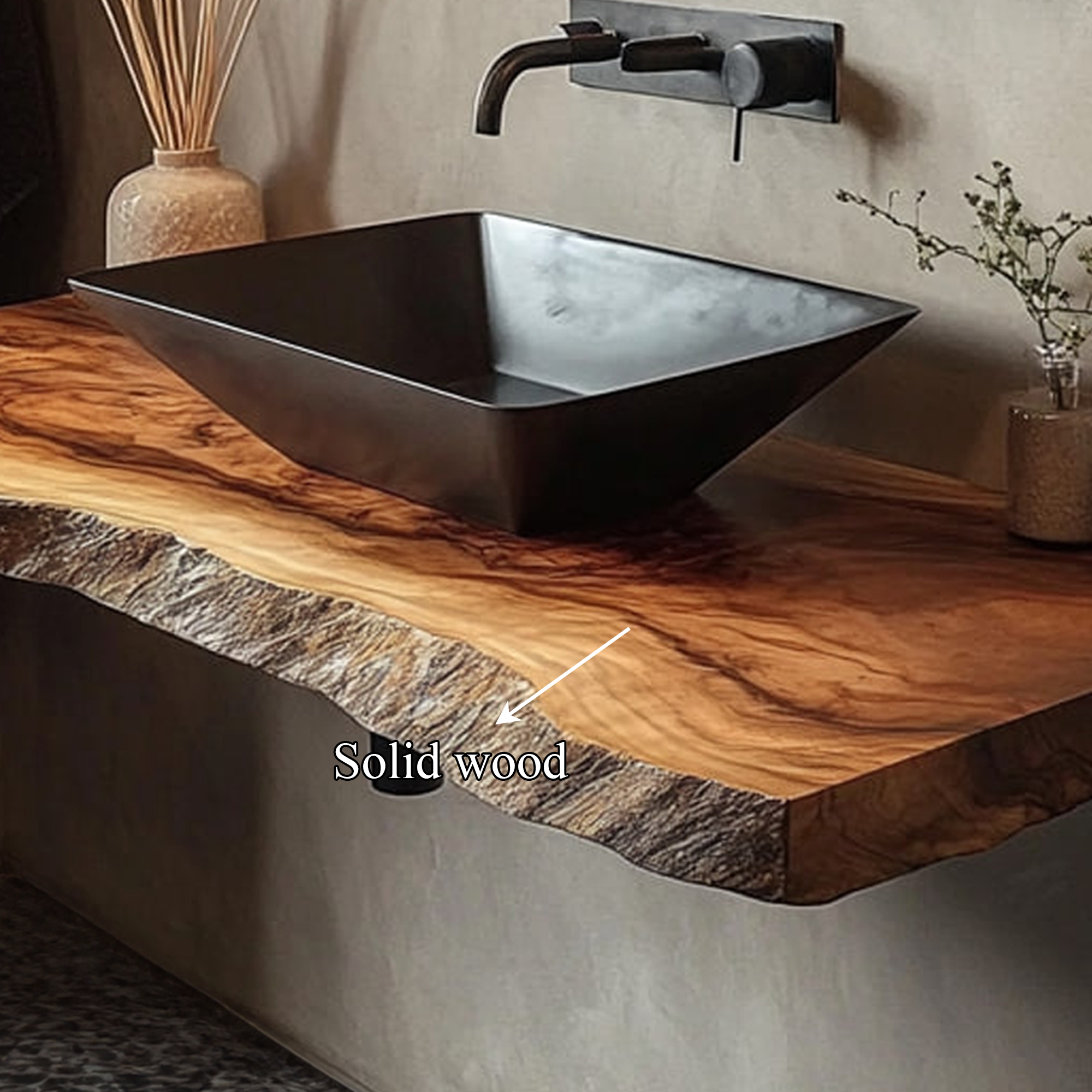 Rustic Bathroom Vanity Shelf Live Edge Wood Bathroom Display SINLKIBRV222