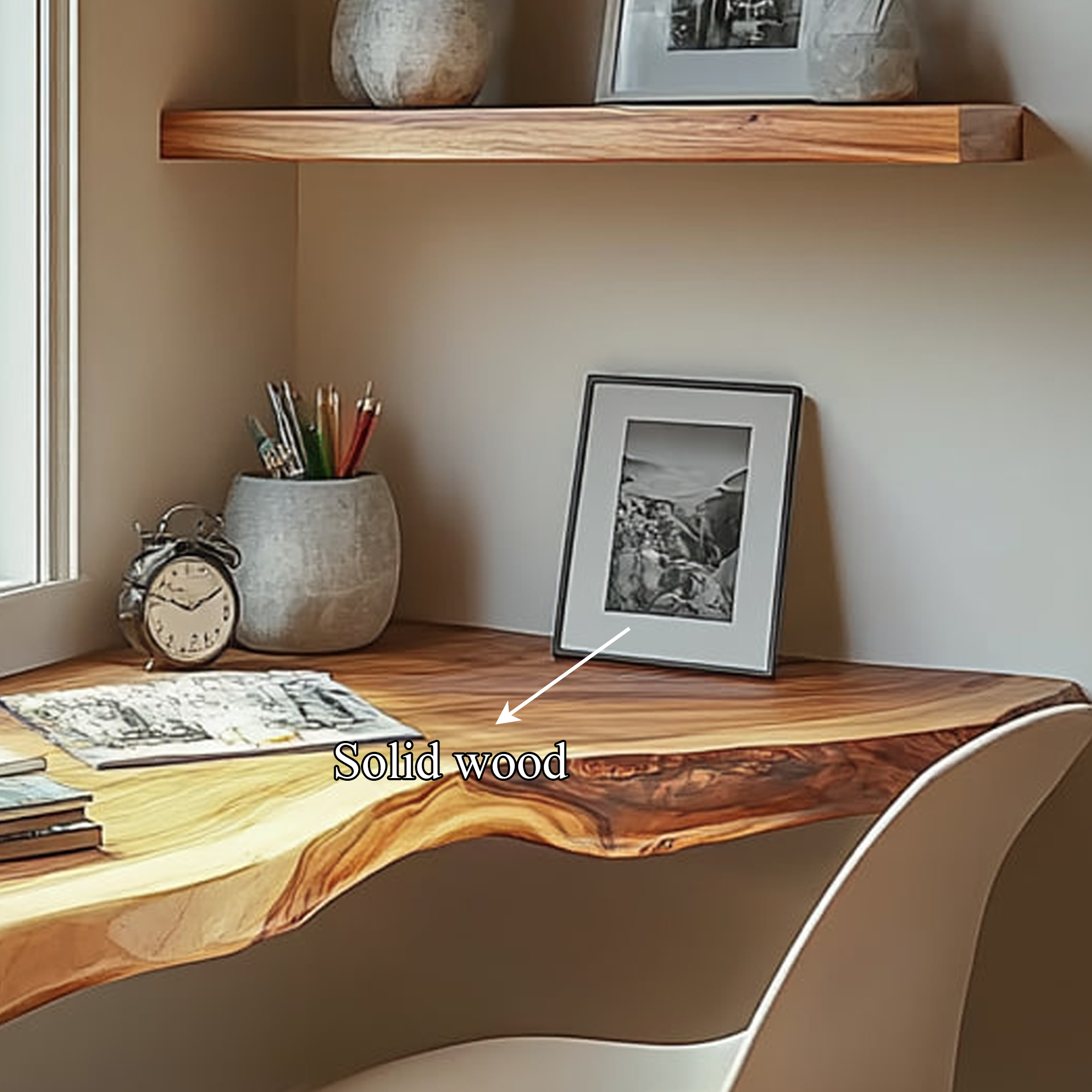 Rustic Floating Desk Shelf Bedroom Study Office SINLKIFL210