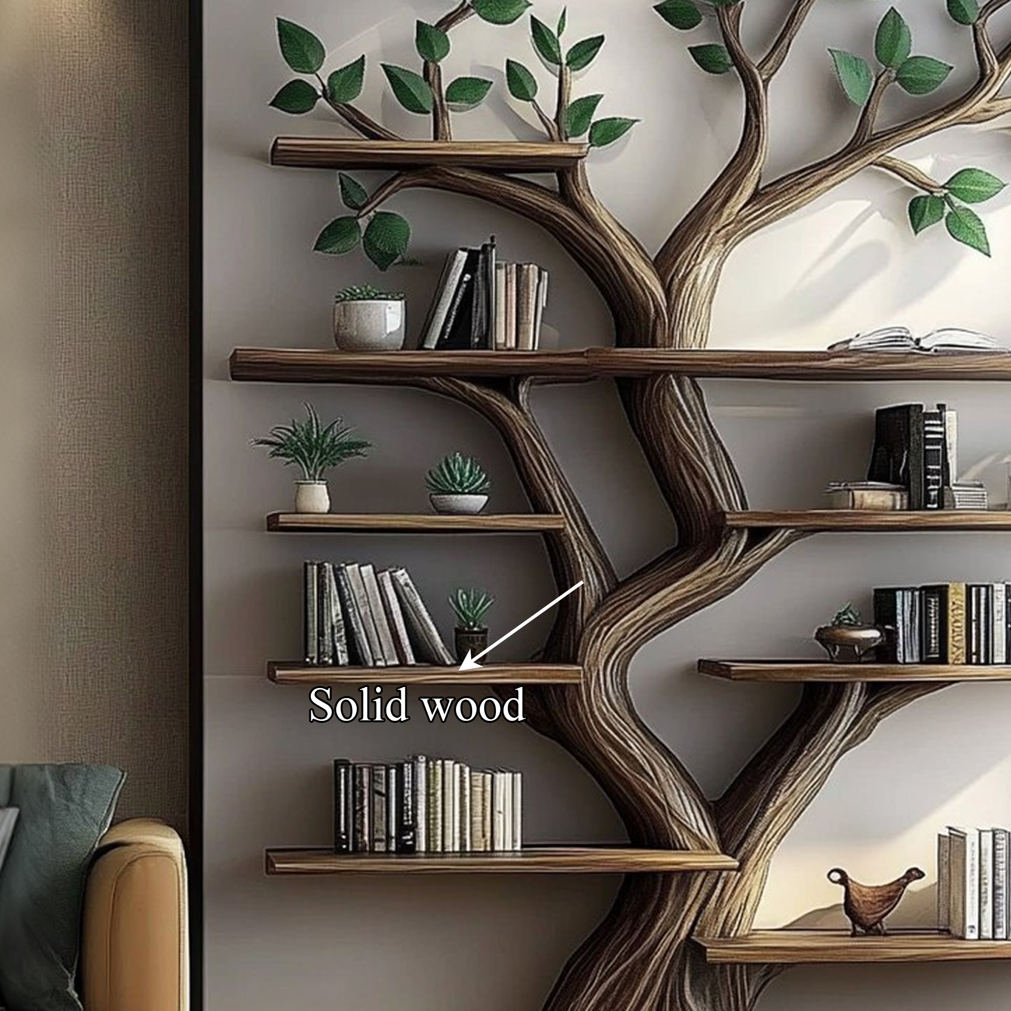 Rustic Organic Tree Branch Bookshelf Living Room Decor SINLKITB526