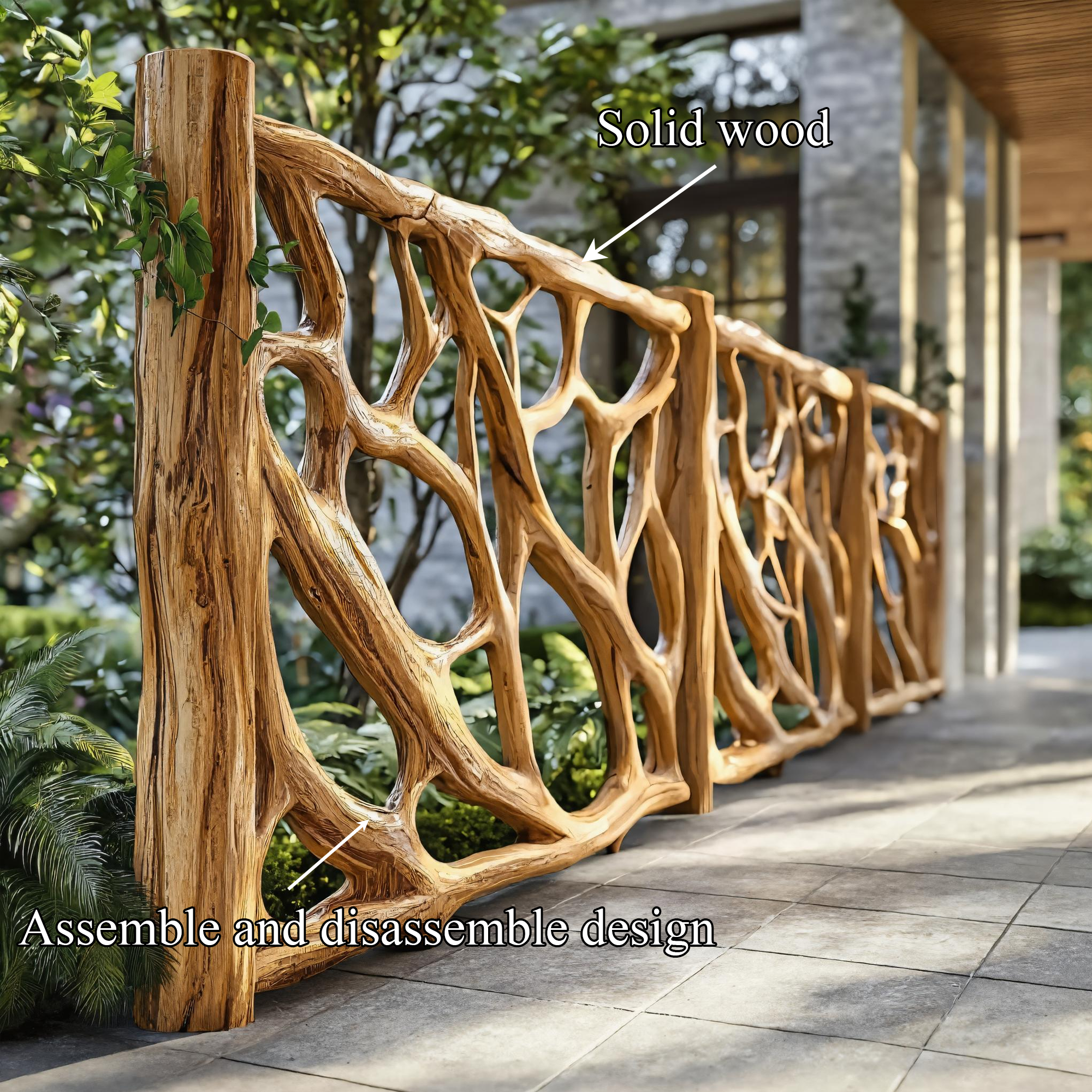Rustic Tree Form Railing For Outdoor And Garden Space SINLKIST008