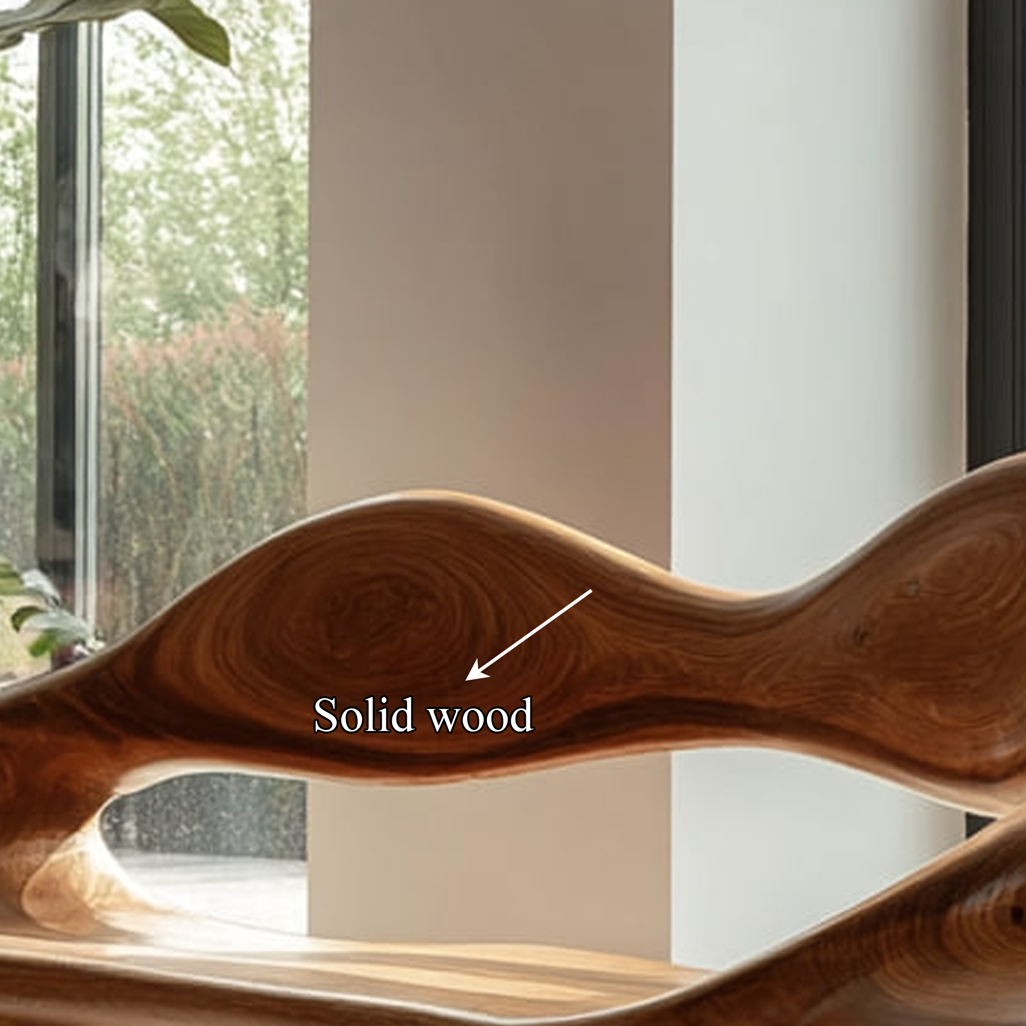 Mid Century Curved Bench Natural Finish Living Room SINLKIRS036