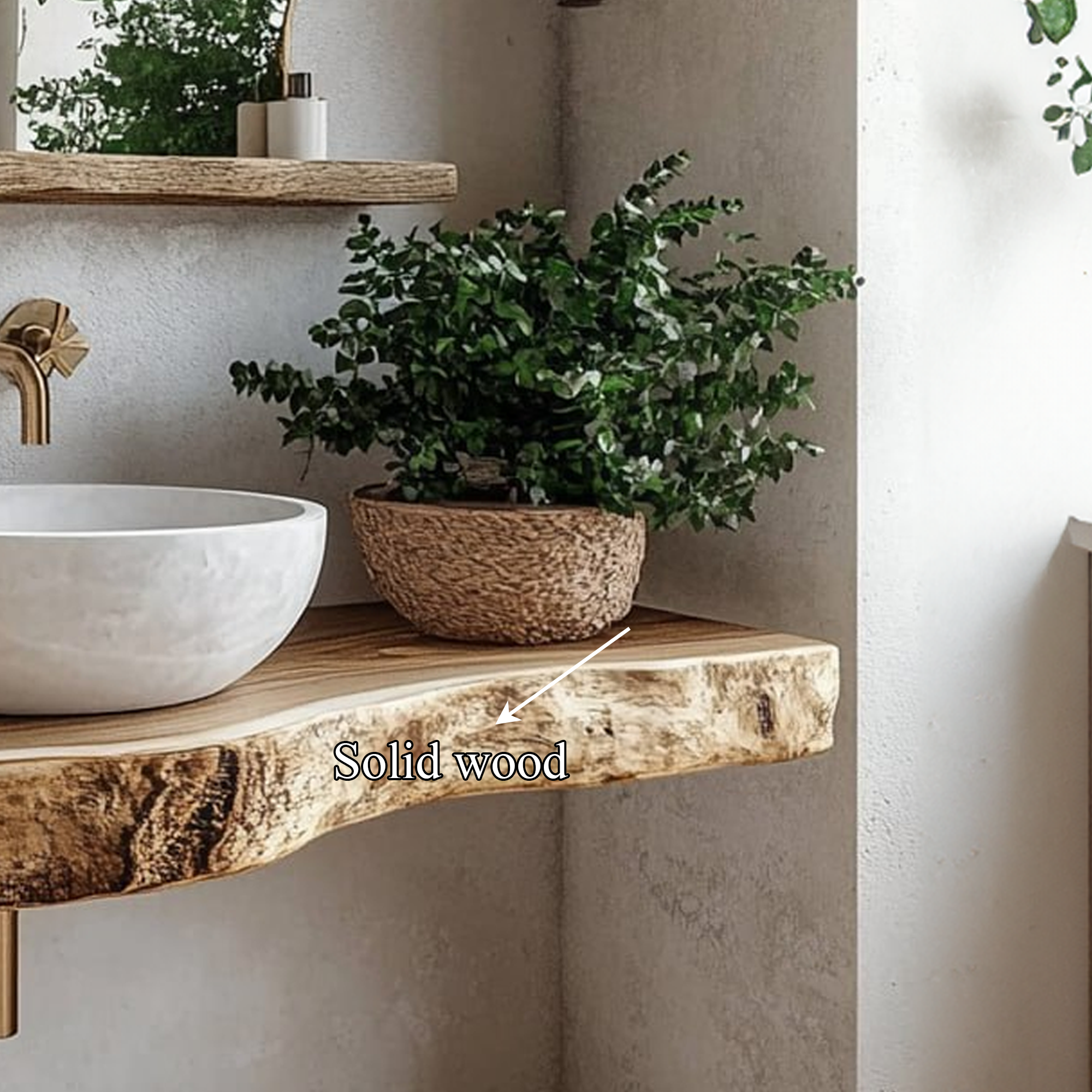 Rustic Floating Shelf Vanity Natural Finish Bathroom SINLBRV107