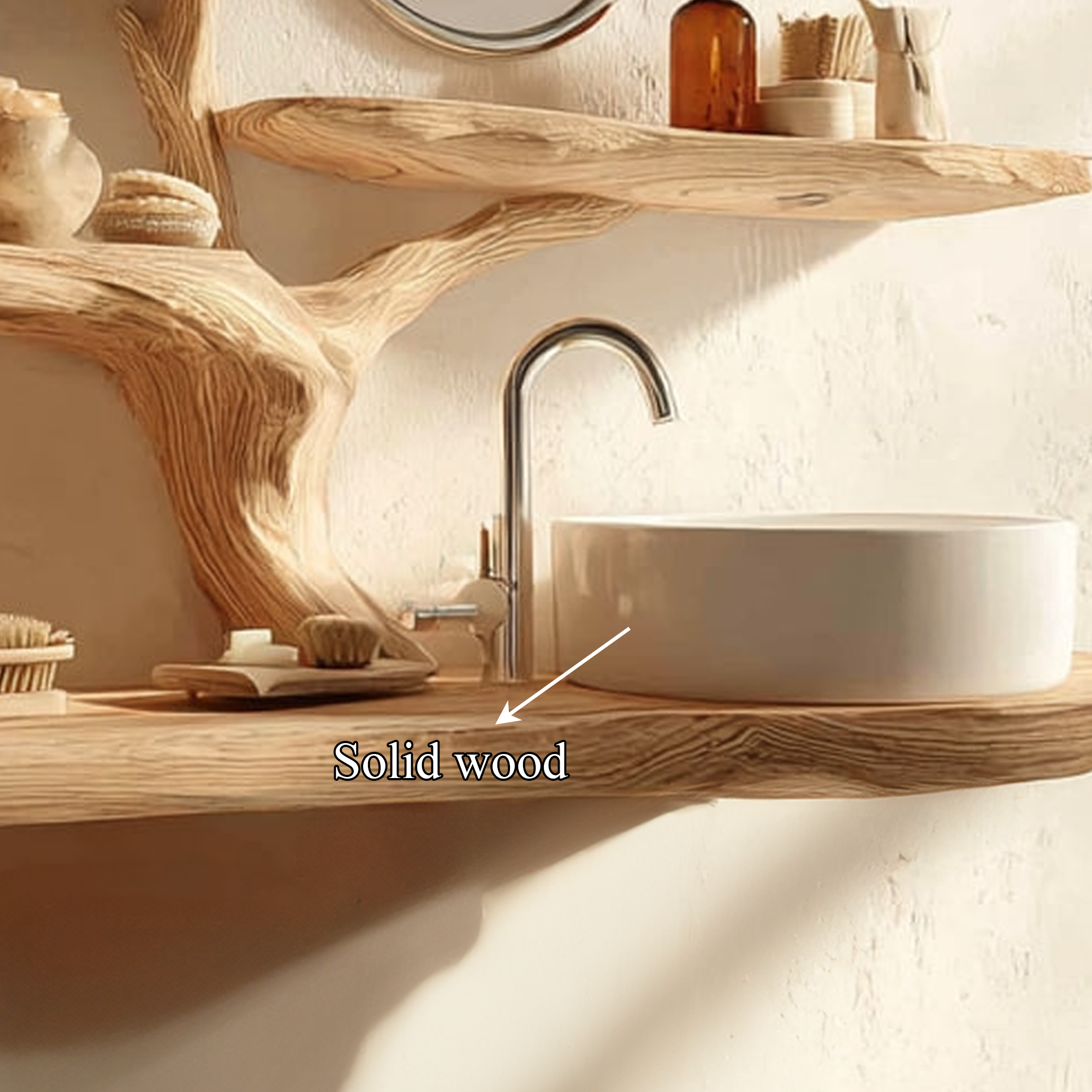 Rustic Natural Tree Wall Vanity Bathroom Or Wellness Space SINLKITBB011