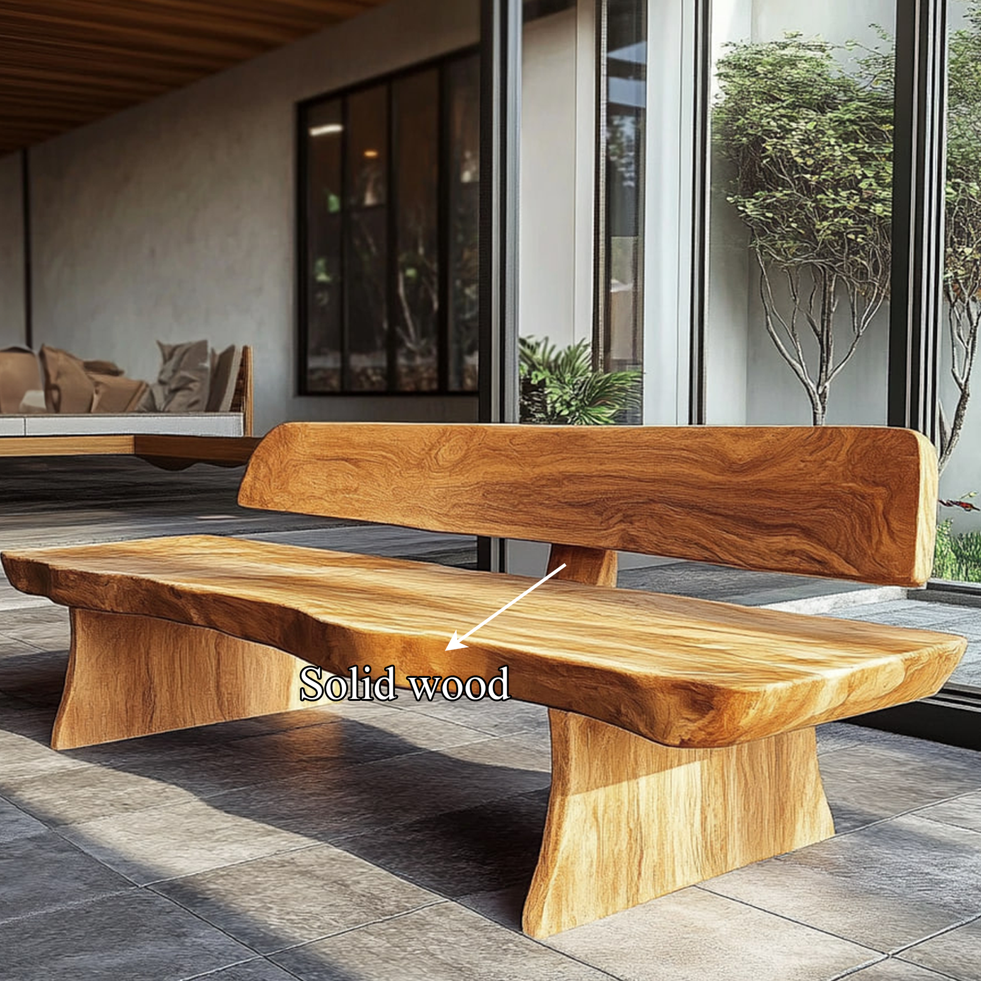 Modern Rustic Wood Bench Patio Indoor Outdoor SINLKIRS045