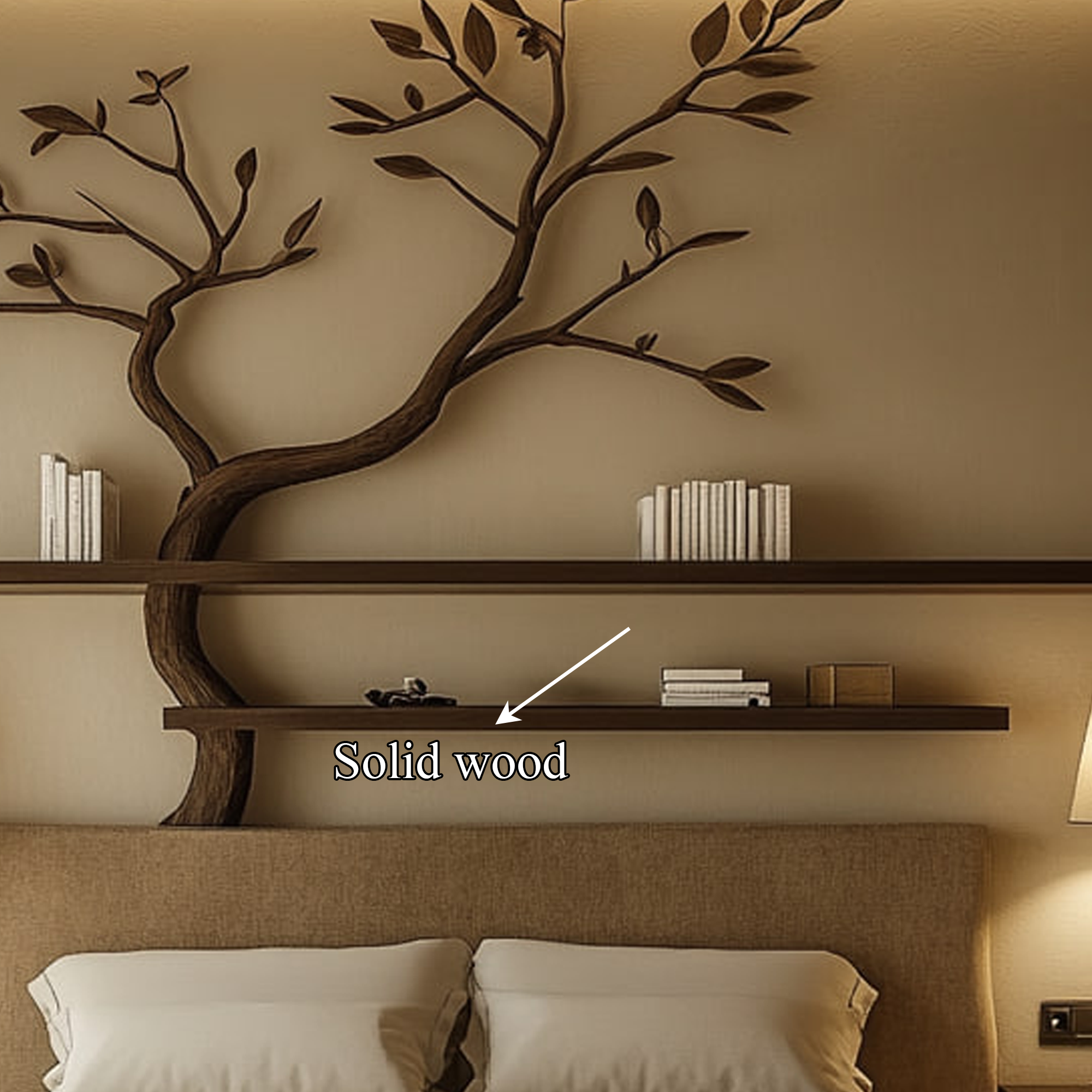 Mid Century Organic Tree Wall Shelf Bedroom SINLKITBS096