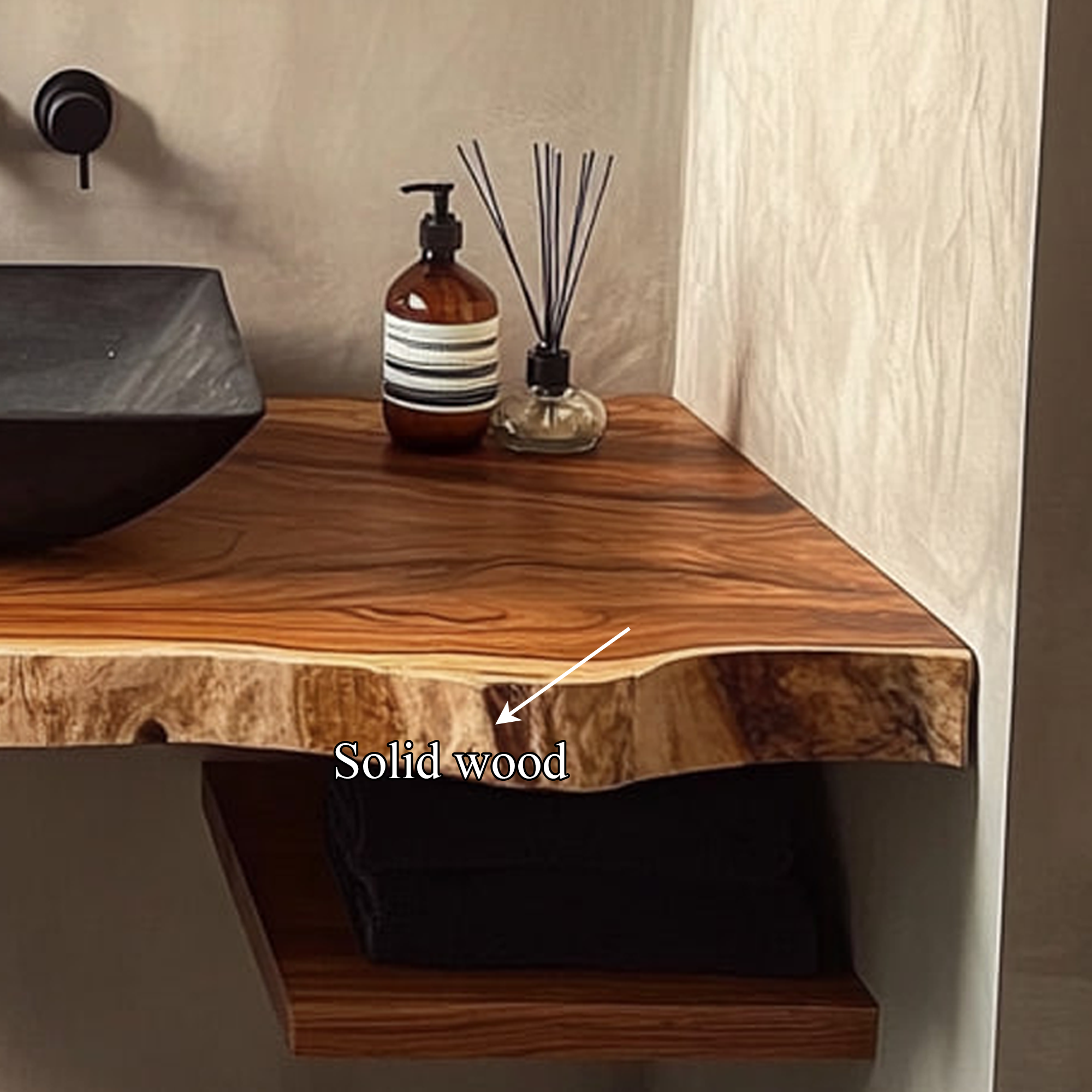 Mid Century Bathroom Vanity Shelf Floating Wood Bathroom Setup SINLKIBRV217