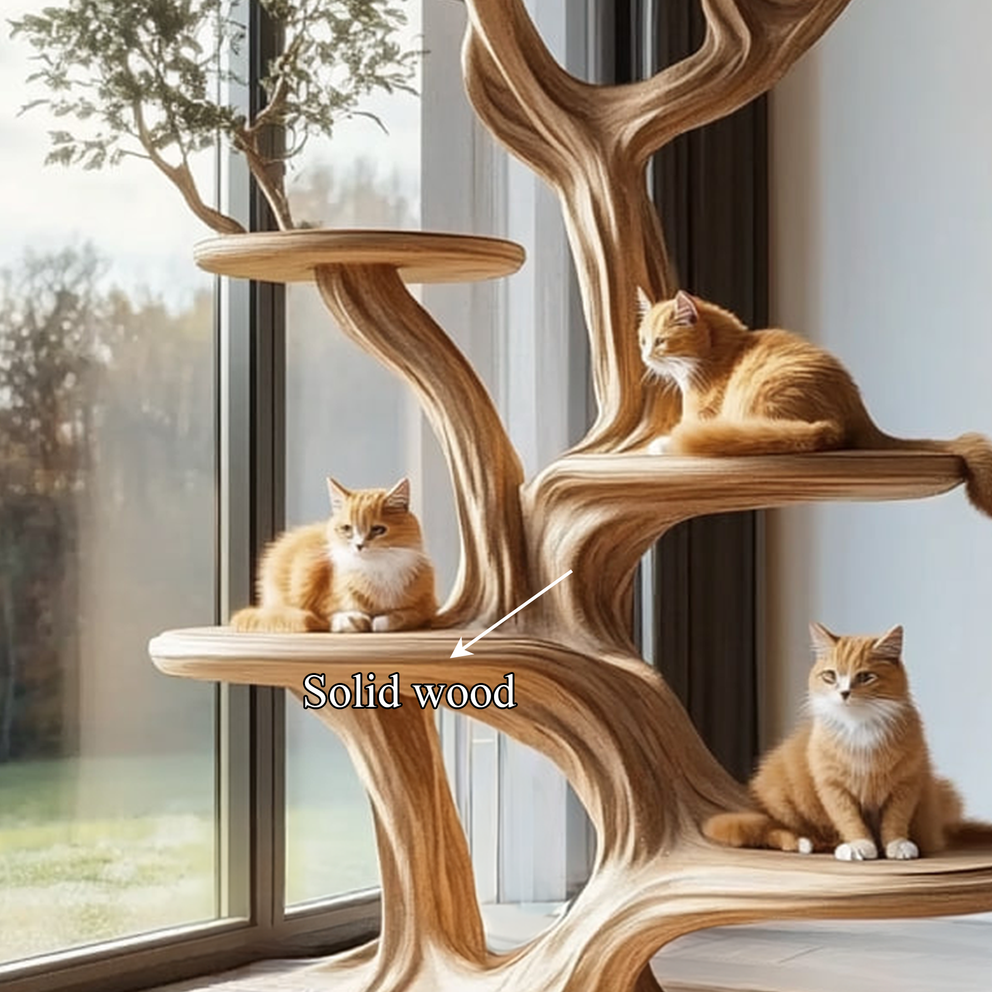 Rustic Tree Cat Play Tower Artistic Living Room SINLKITT077