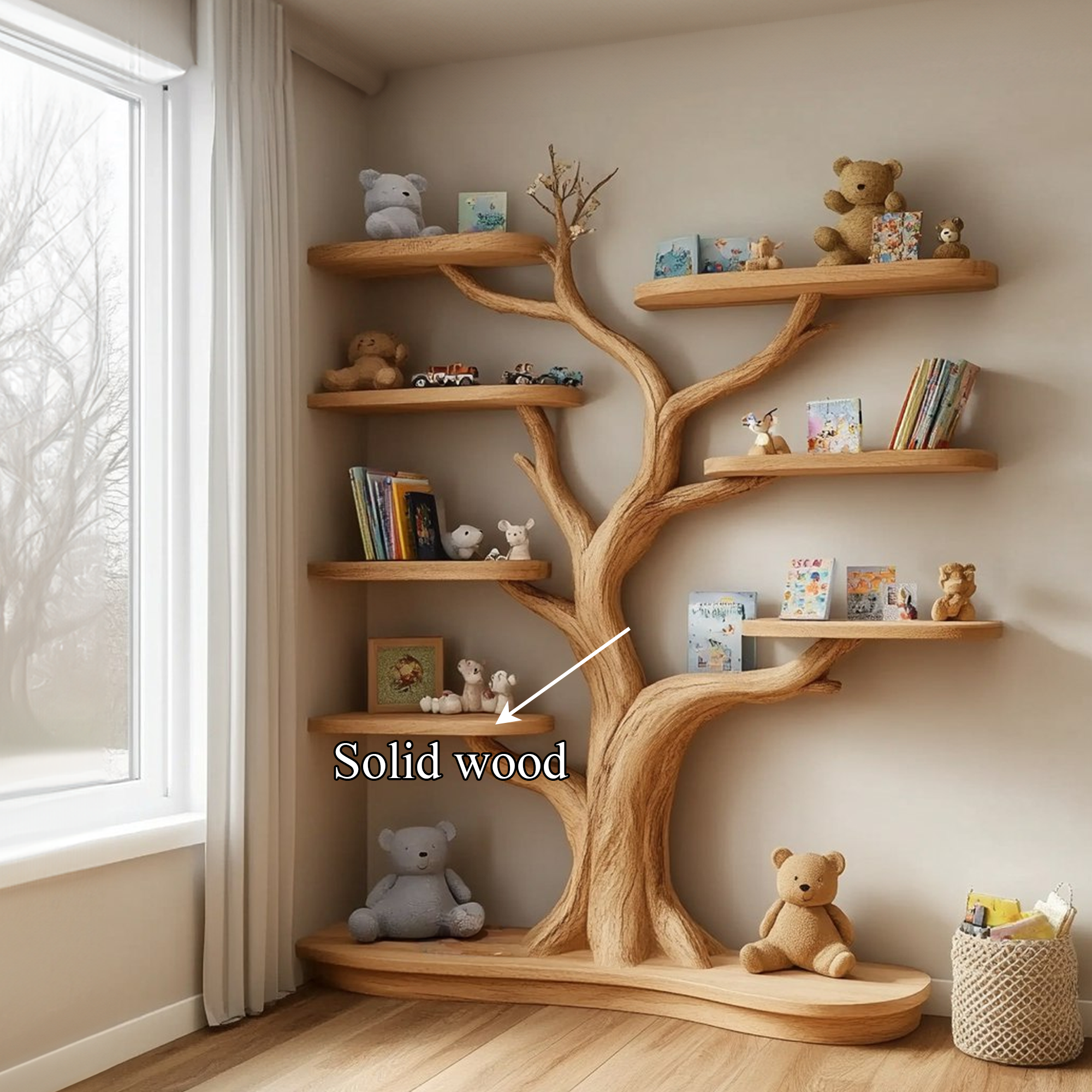 Scandinavian Organic Tree Bookshelf Kids Corner Shelf SINLKITB530