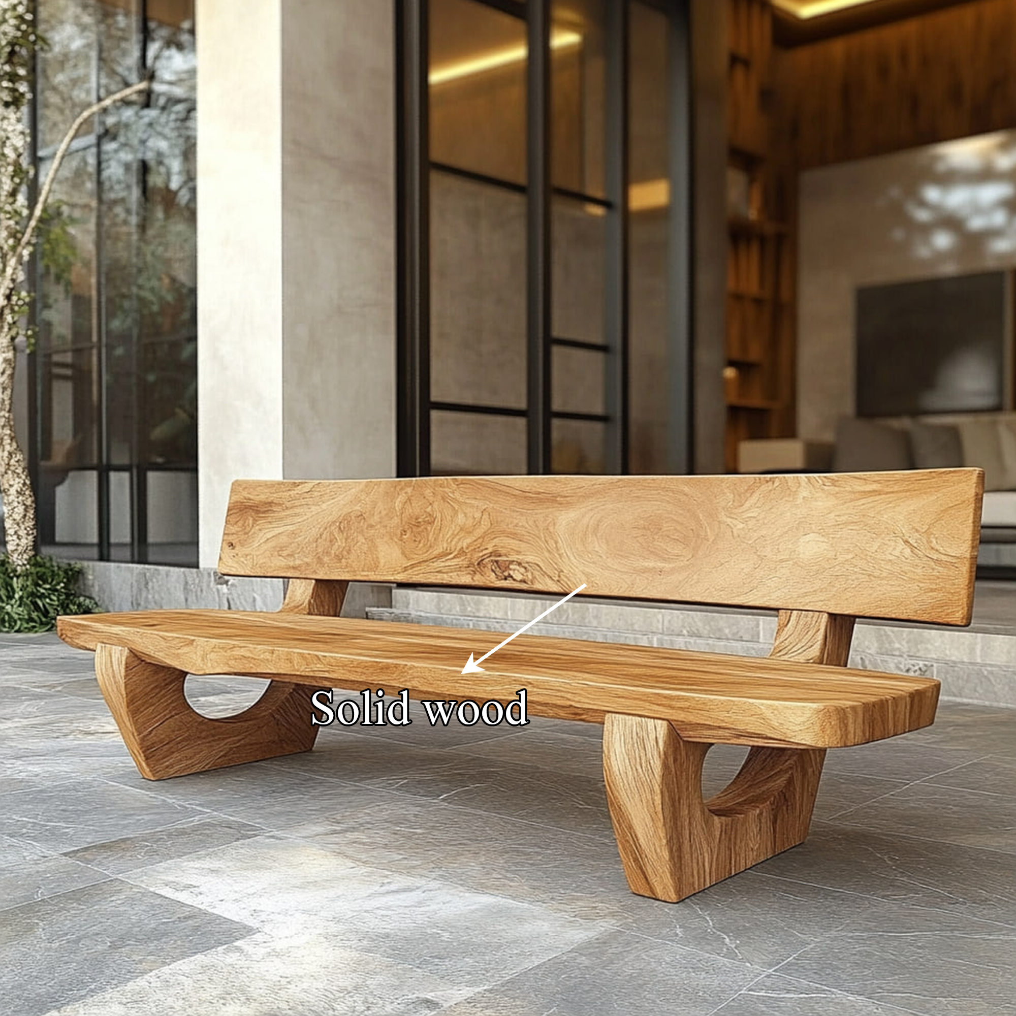 Rustic Sculptural Bench For Living Room Or Entryway SINLKIRS050