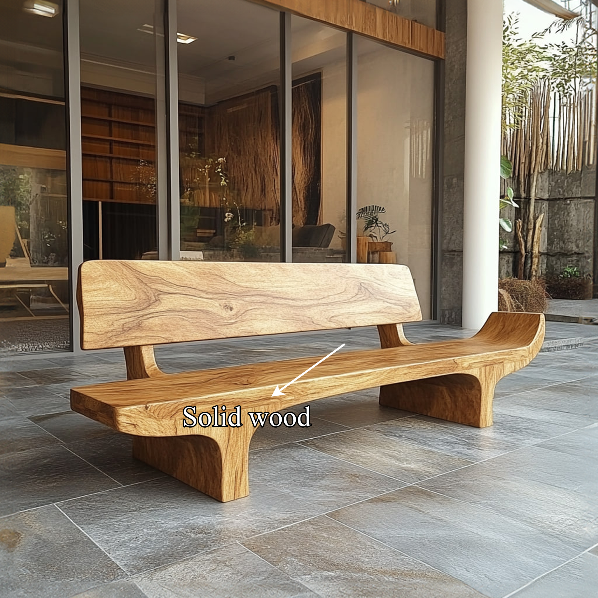 Rustic Solid Form Bench For Hallway And Living Room SINLKIRS051