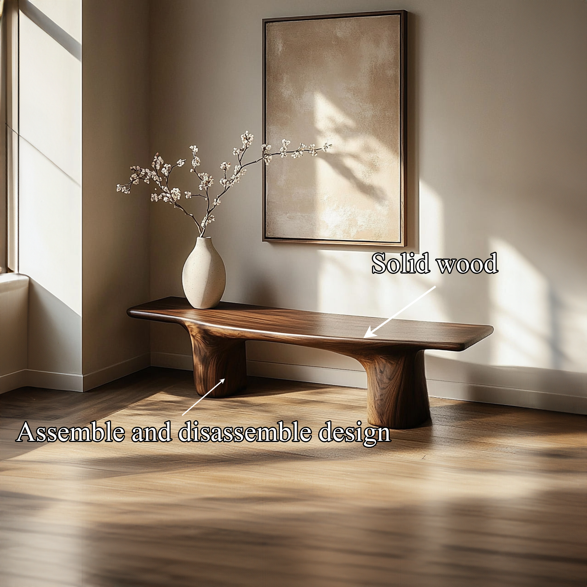 Rustic Low Bench For Living Room Or Entryway SINLKIRS053