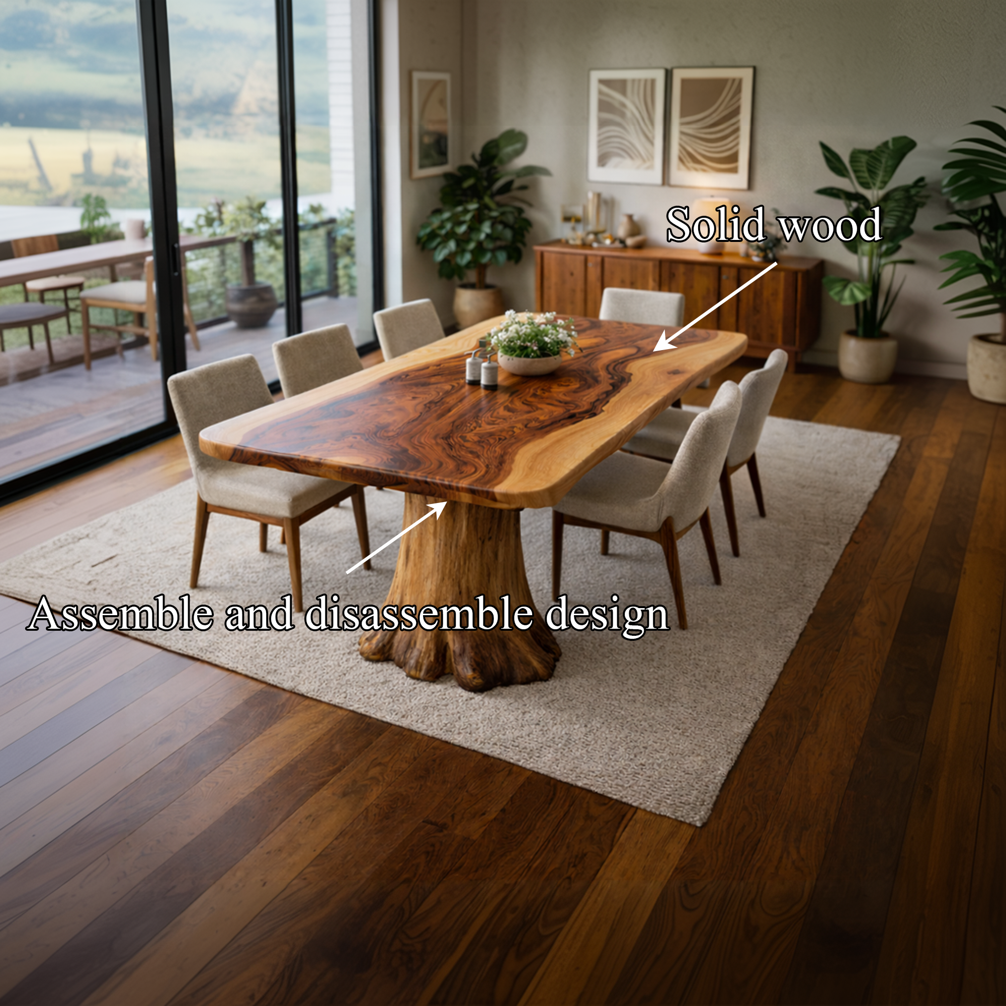 Rustic Sculptural Dining Table For Dining Room Or Family Space SINLKIDT157