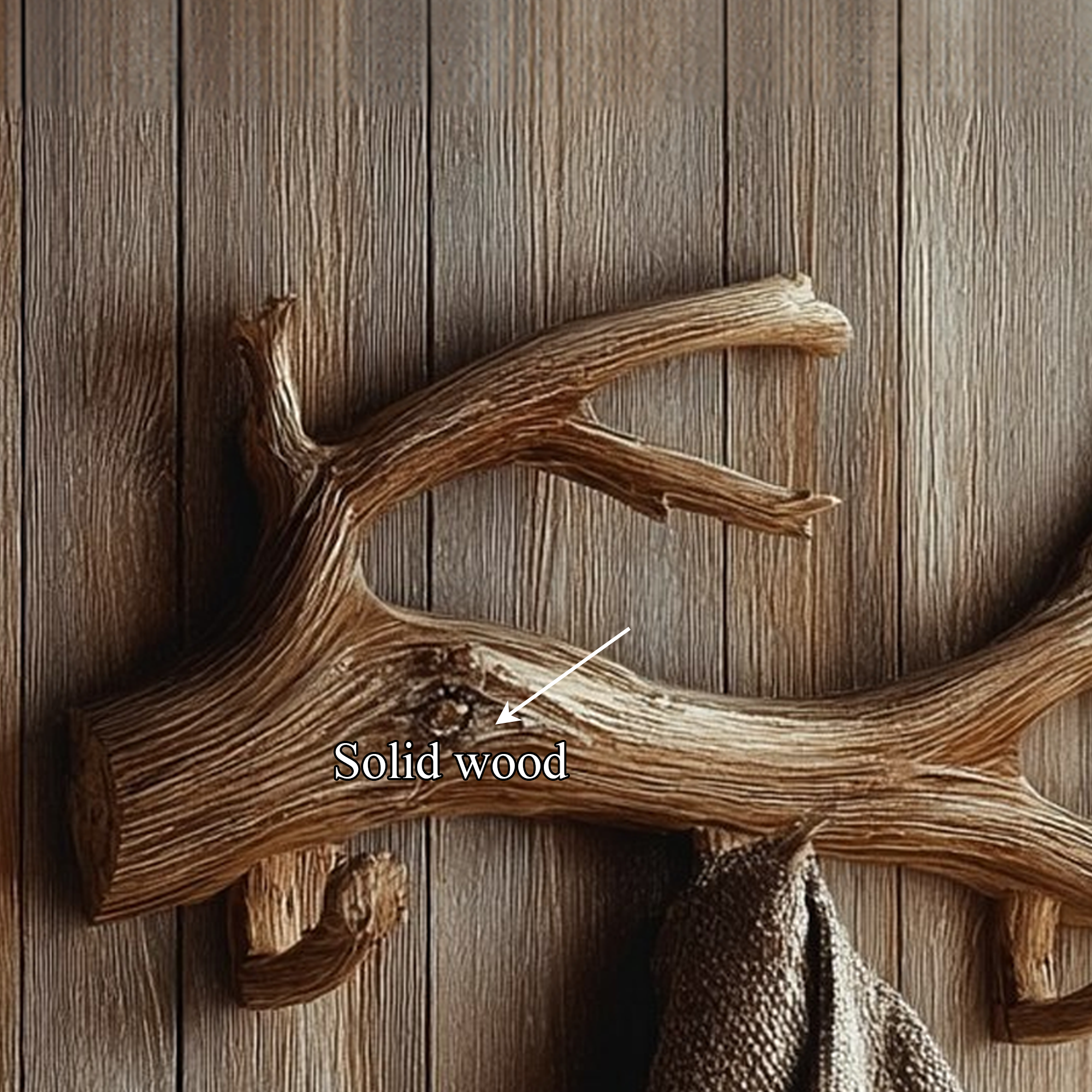 Rustic Tree Branch Wall Hook Handcrafted Solid Wood Entryway Decor SINLKITCR070