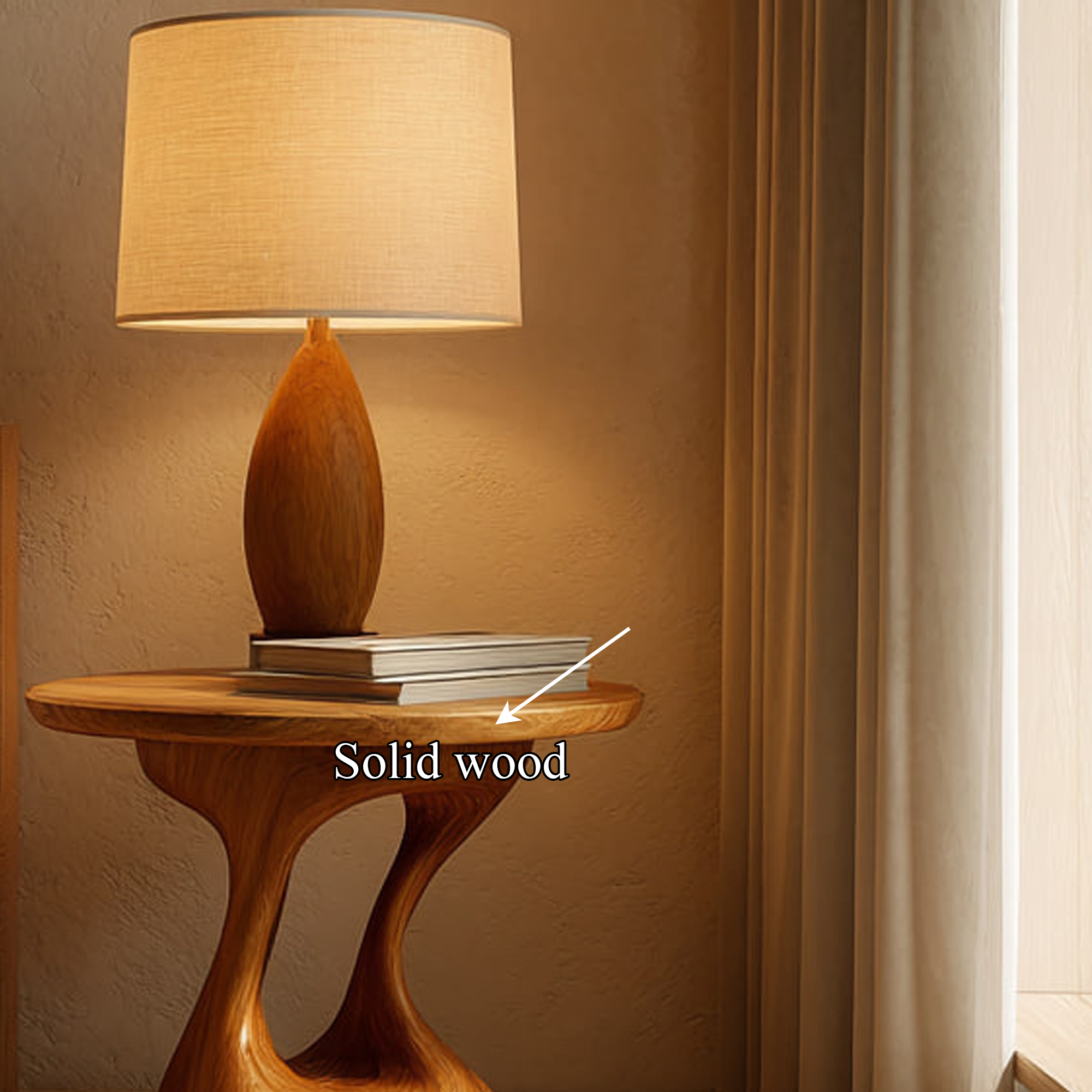 Mid Century Sculptural Bedside Table Bedroom Or Living Room Decor SINLKIBT128