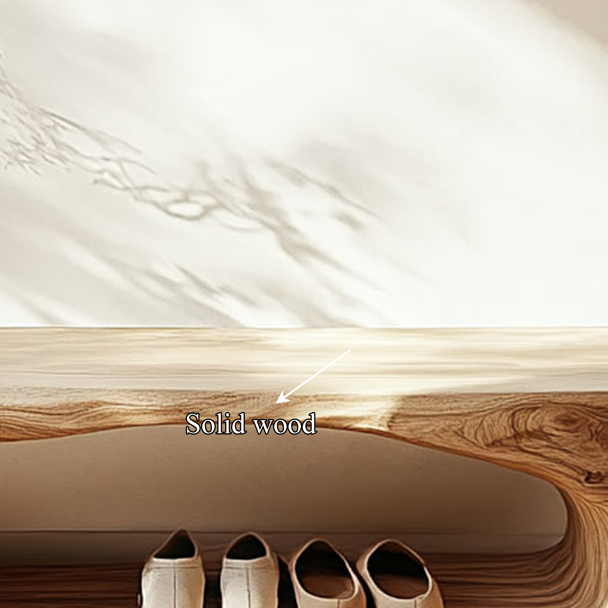 Mid Century Sculptural Wood Shoe Bench Interior SINLKISB057