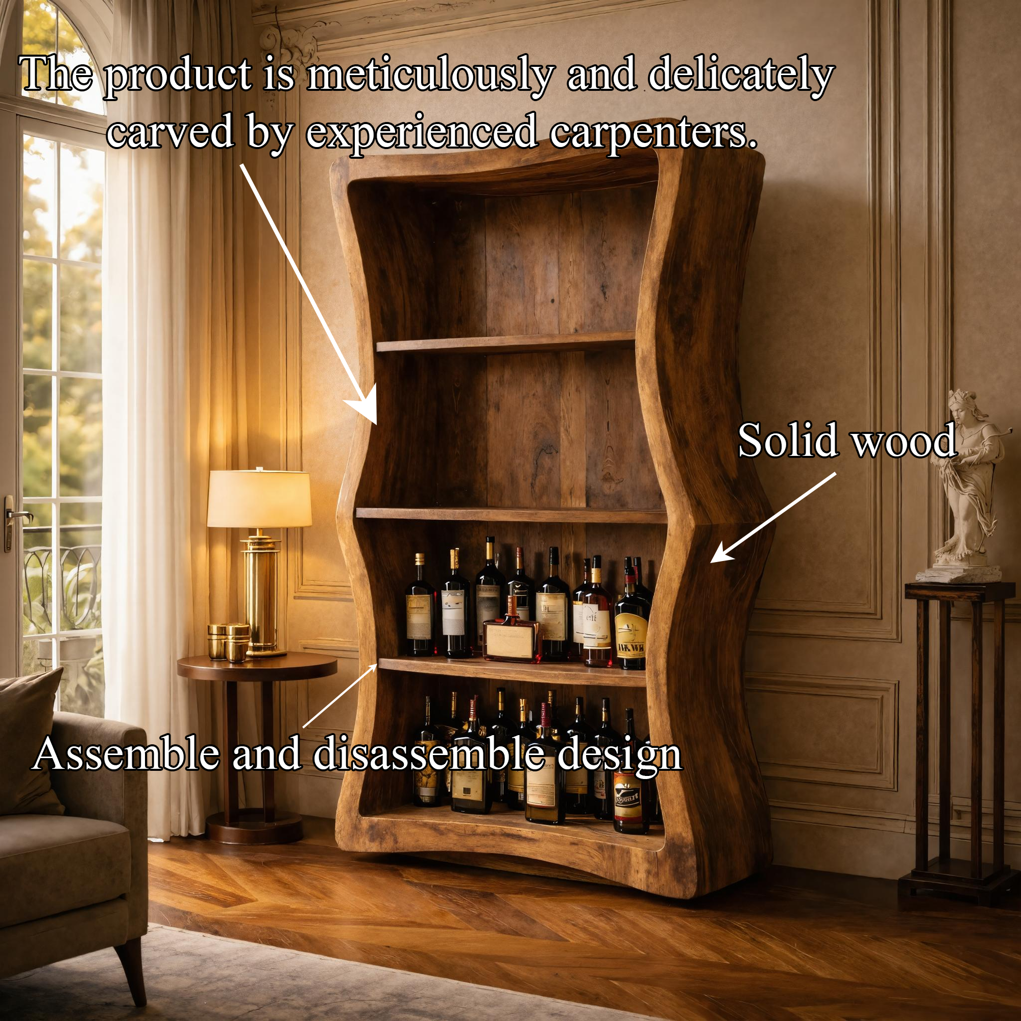 Organic Modern Sculptural Display Bar Cabinet For Living Room SINLKISC445