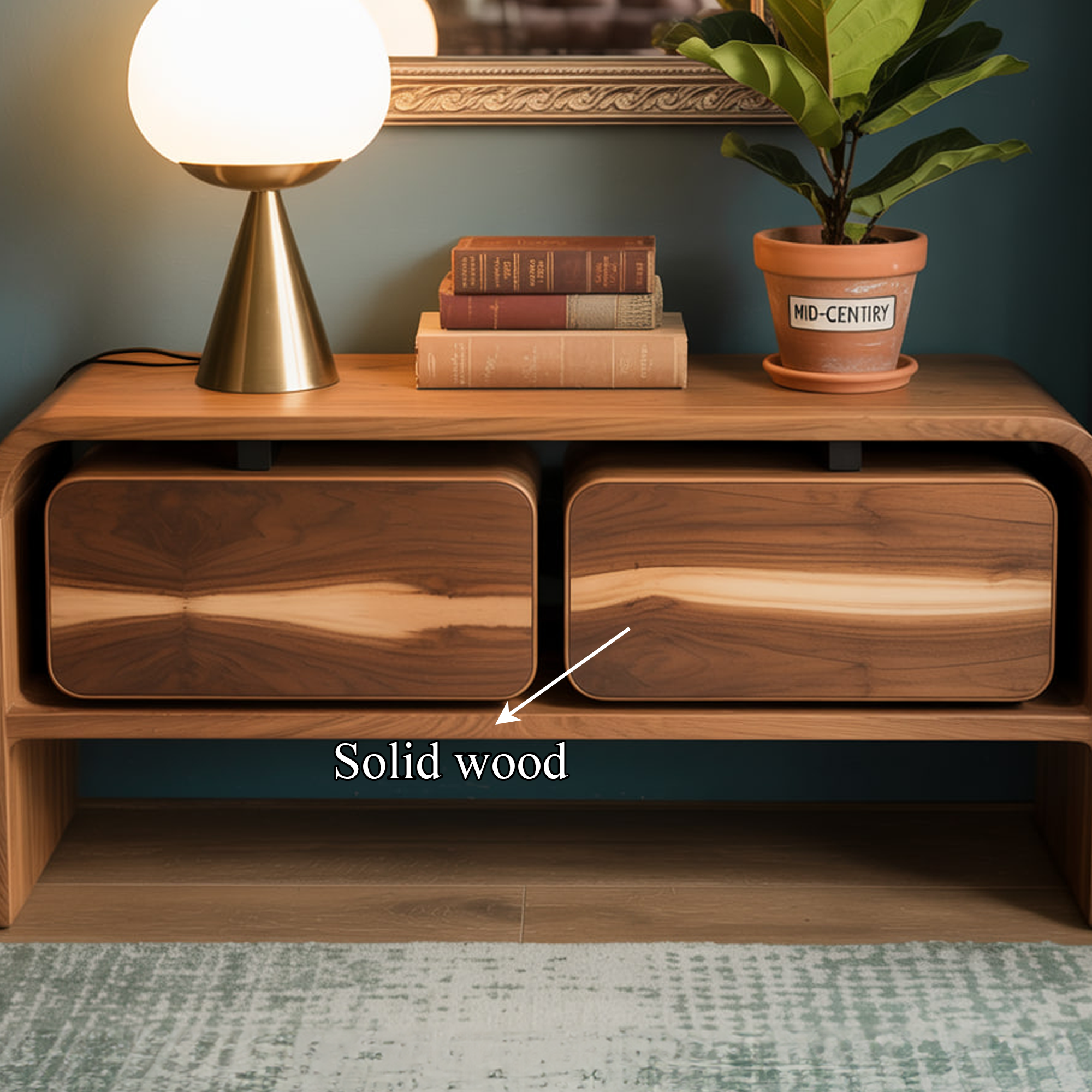 Handcrafted Solid Wood Storage Console Modern Interior Living Room SINLKISC276