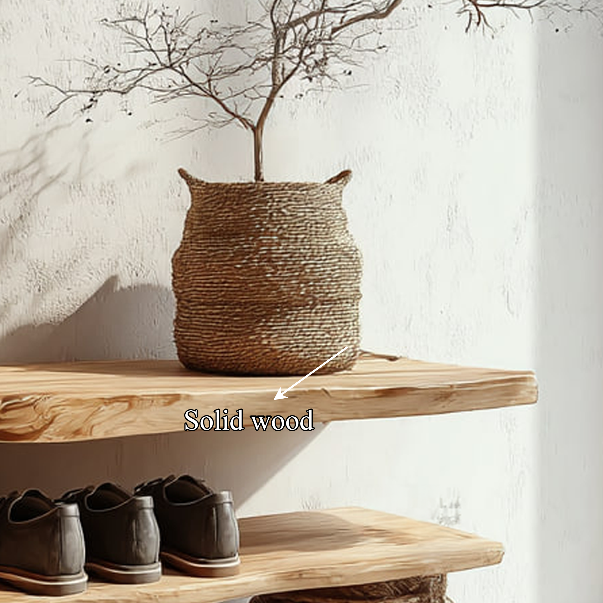 Mid Century Solid Wood Shoe Bench For Hallway SINLKISB059