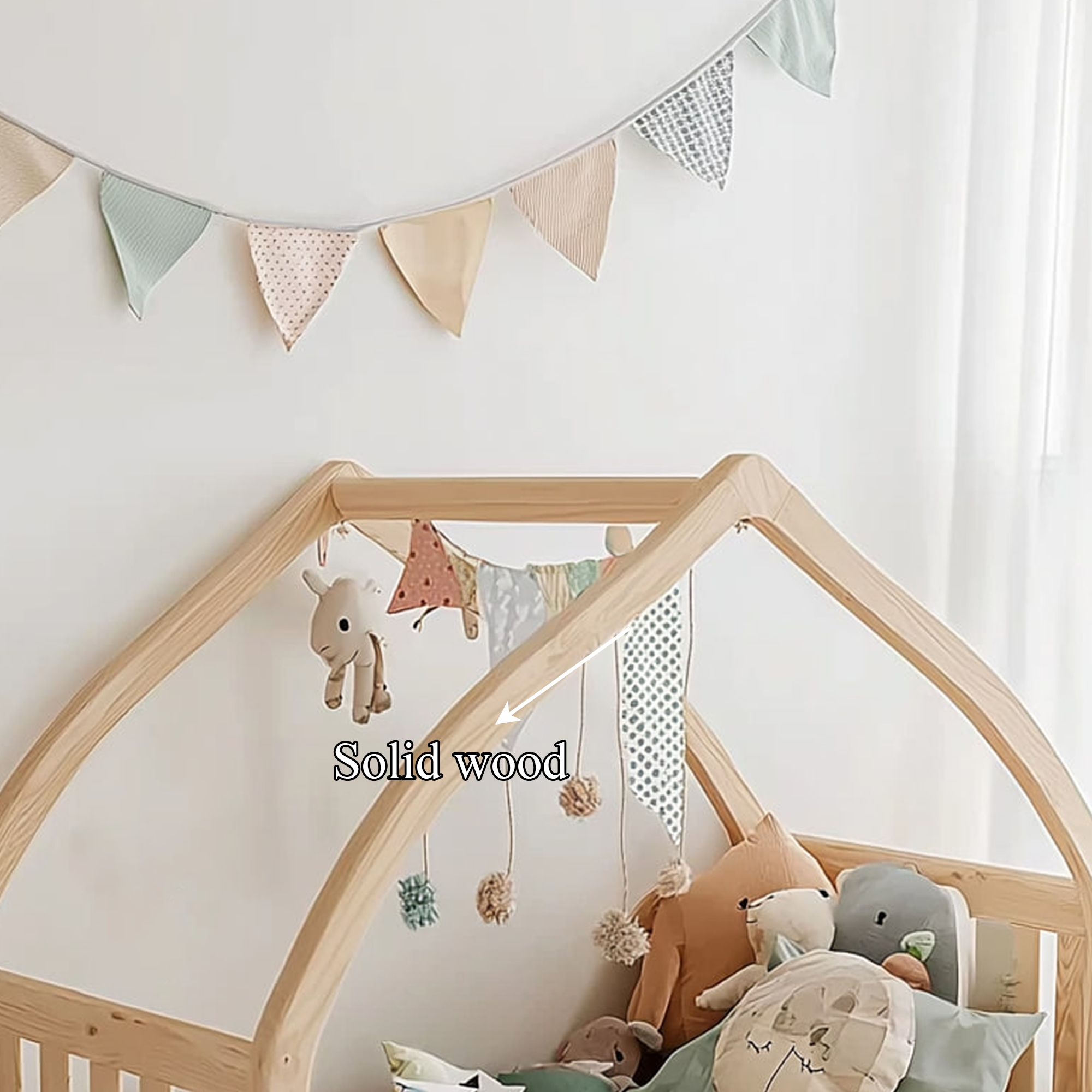 Rustic Montessori Kids Bed Toddler Room Bedroom SINLKIWB56