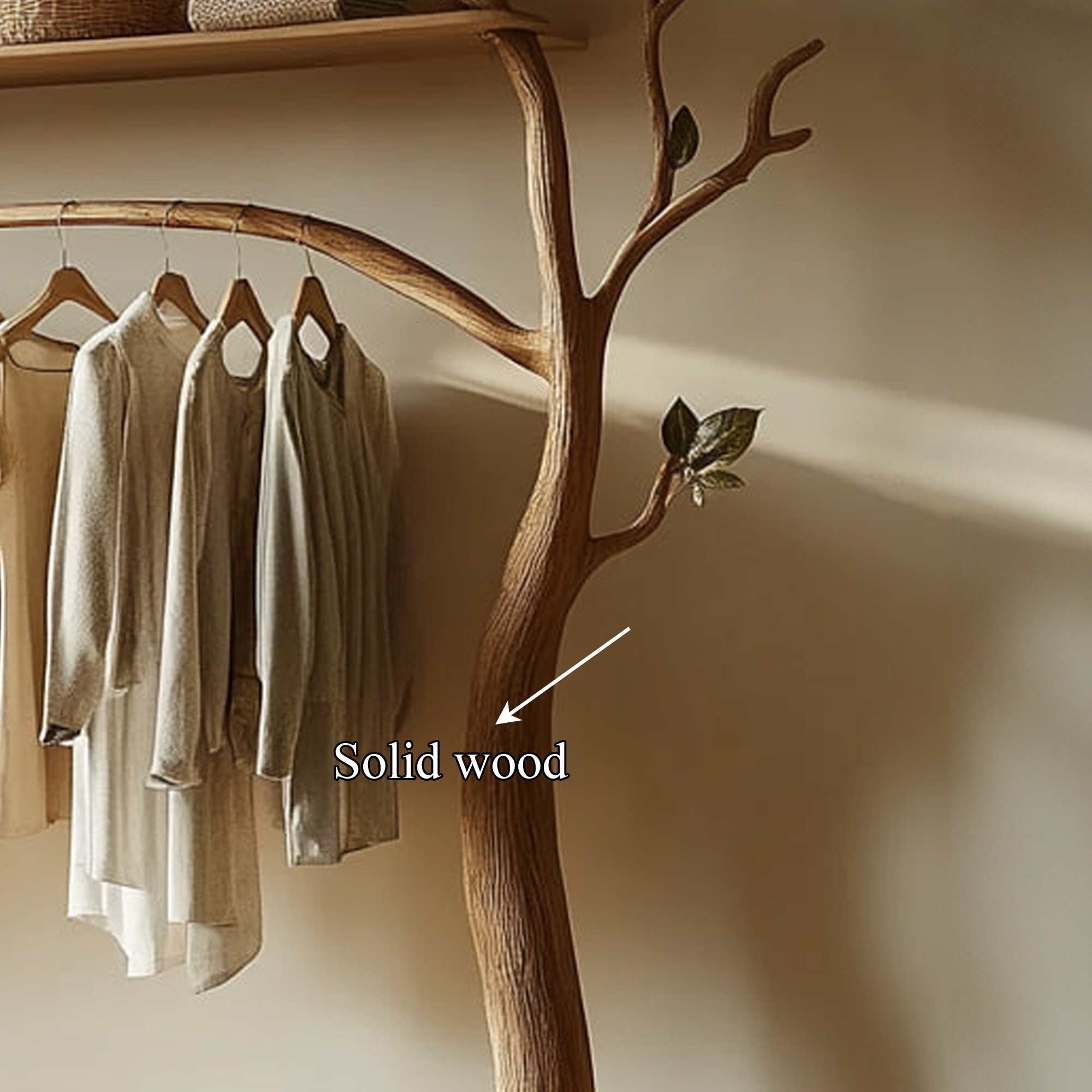 Rustic Tree Clothes Rack Solid Wood Bedroom Organizer SINLKITCR057