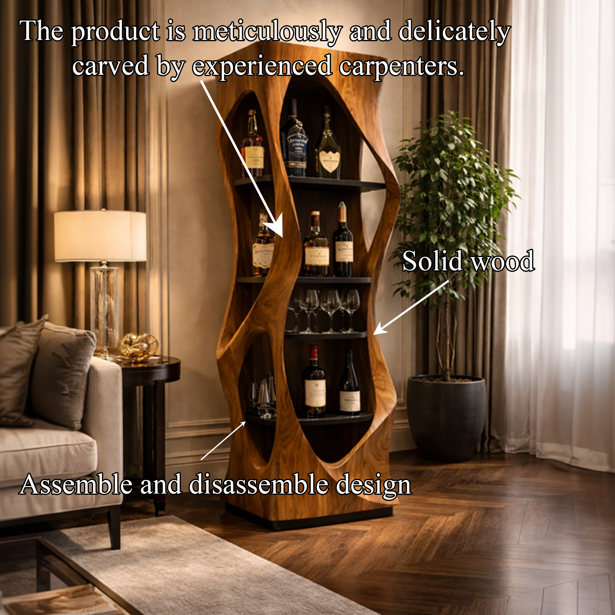 Organic Modern Bar Display Cabinet For Living Room And Lounge SINLKISC444