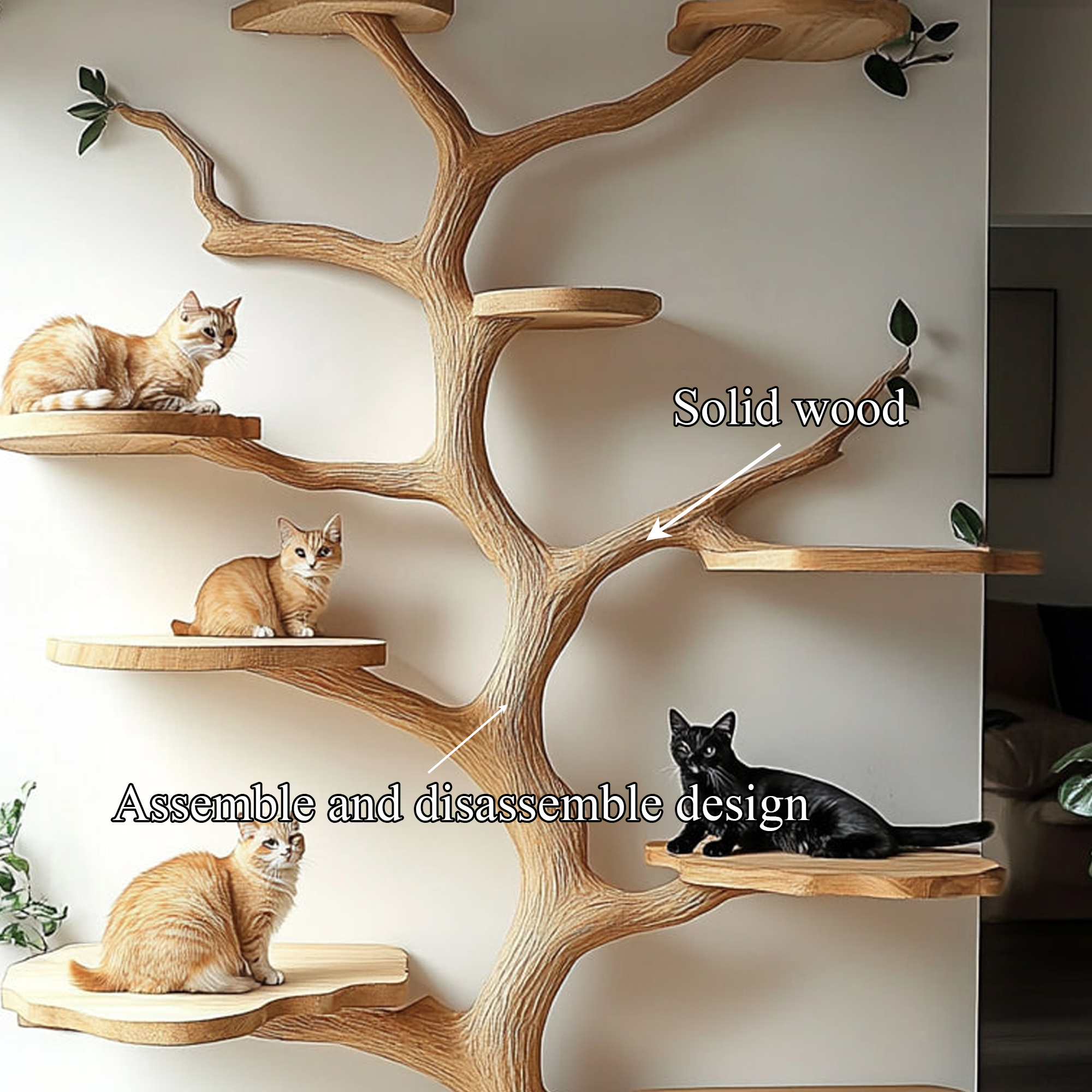Scandinavian Cat Tree Multi-Level Climbing Shelf For Modern Interiors SINLKITT092