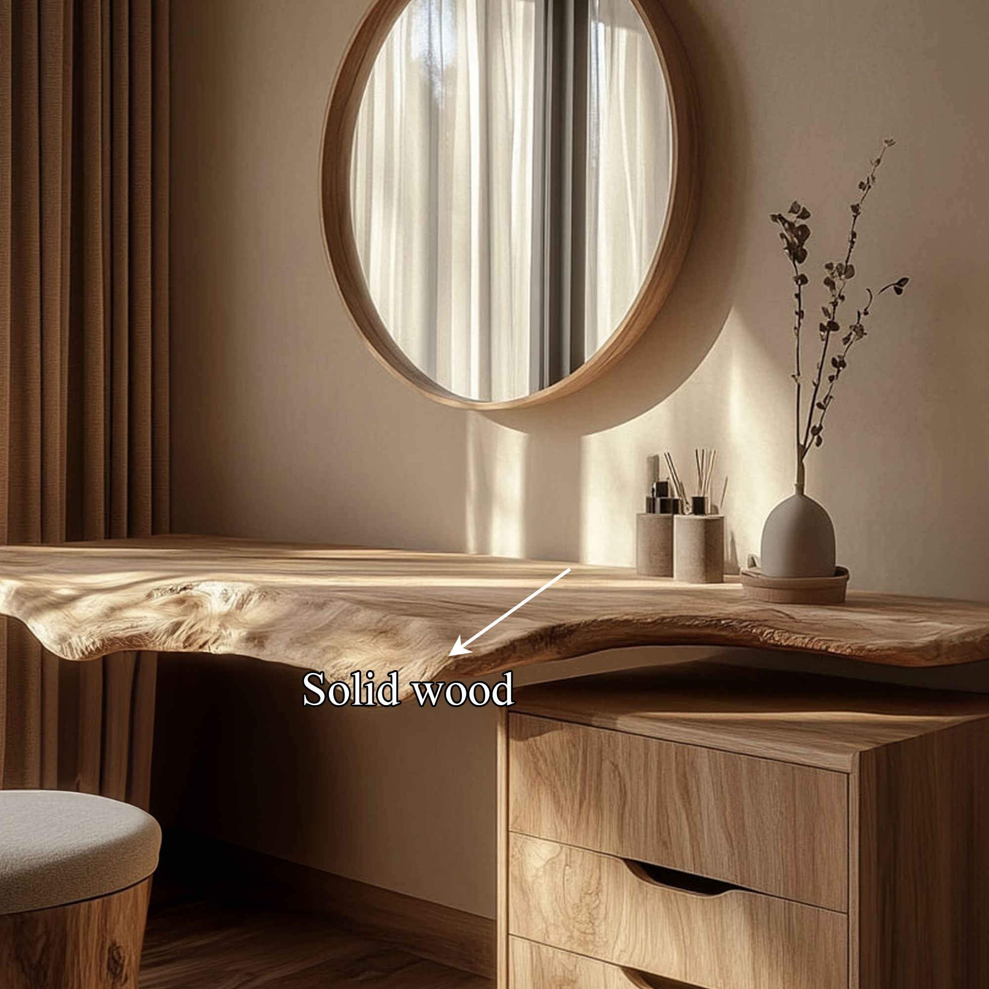 Modern Live Edge Solid Wood Dressing Table Bedroom SINLKIFL242